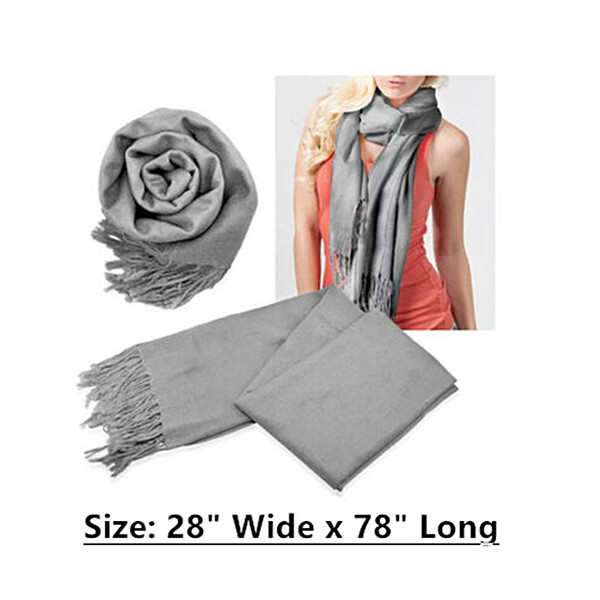 Women Pashmina Wool Feel Silky Classic Solid Wedding Shawl Scarf Stole Wrap