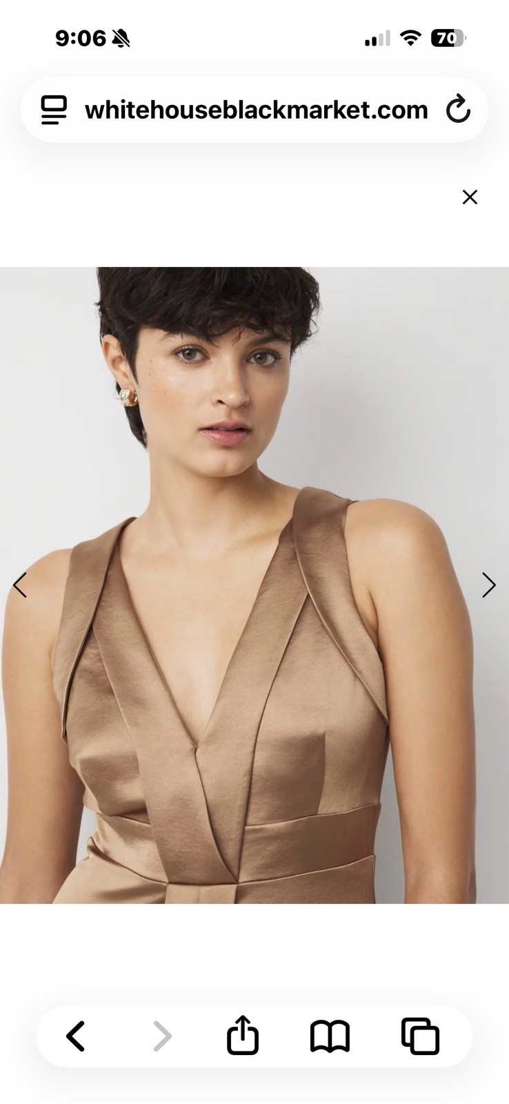 WHBM White House Black Market Metallic Gold Bronze Satin Gown Dress Sz 8 NWT