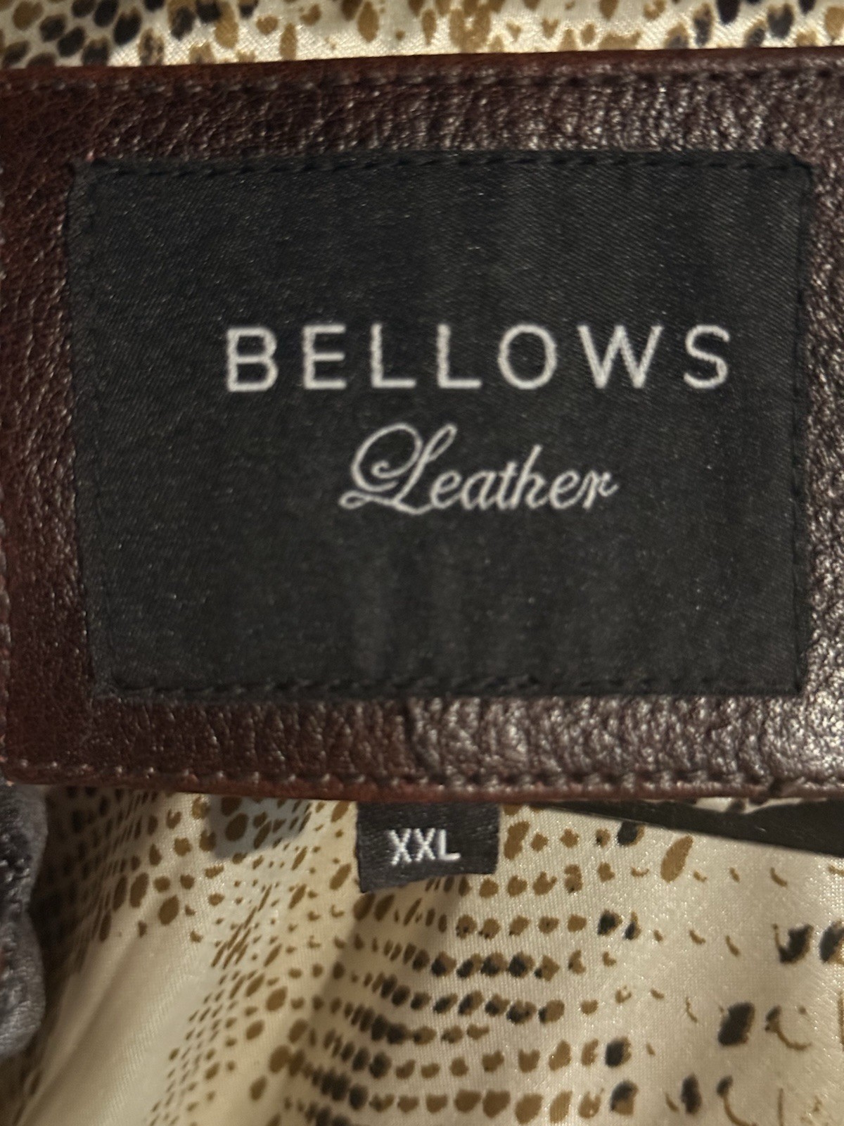 RARE FIND! Bellows Leather XXL Brown Lined Zip Stand-Up Collar Motorcycle Jacket
