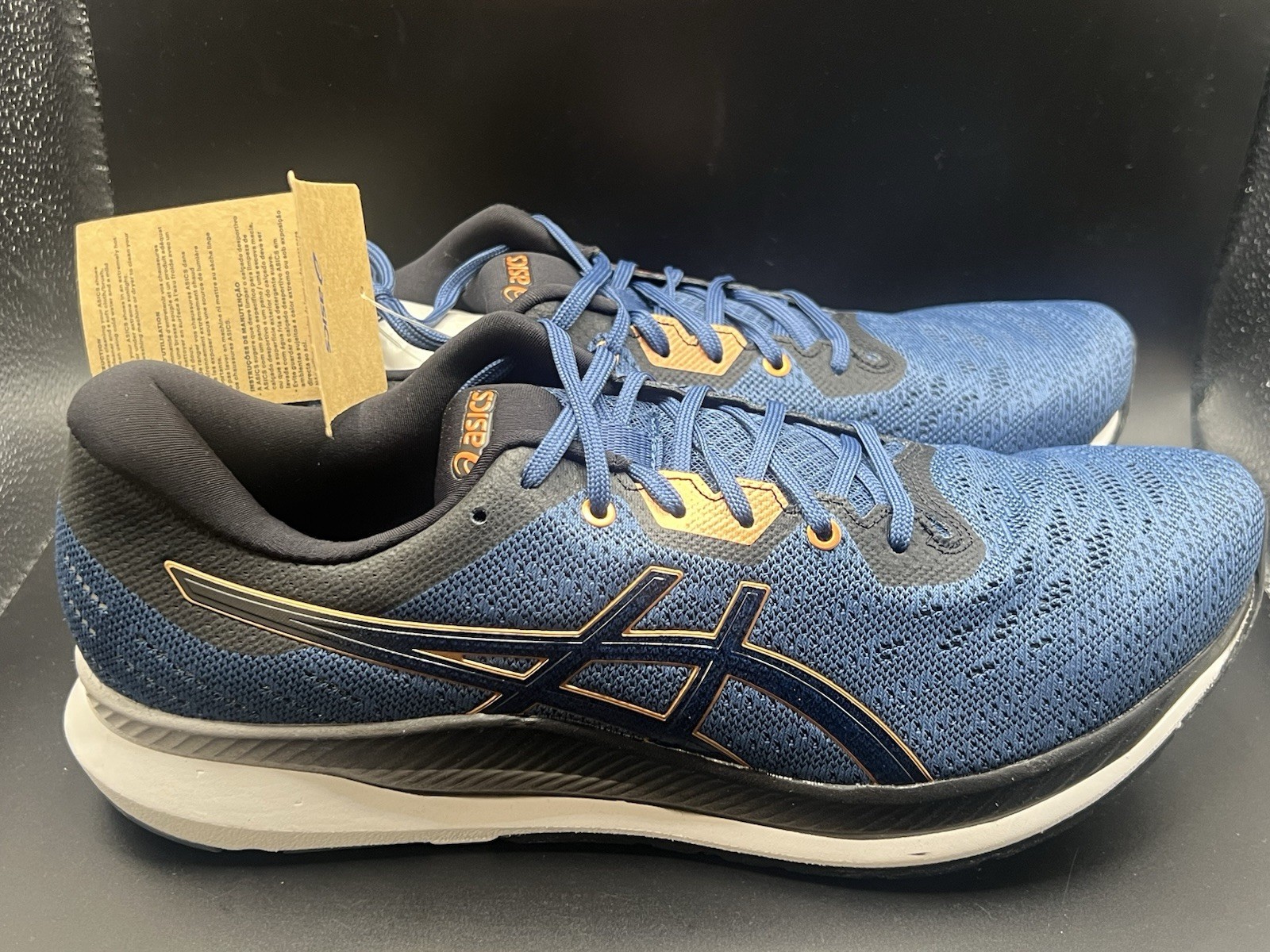 Sz 11 ASICS EzeRide Running Sneakers Low Top Lace Up Blue/Black/Gold
