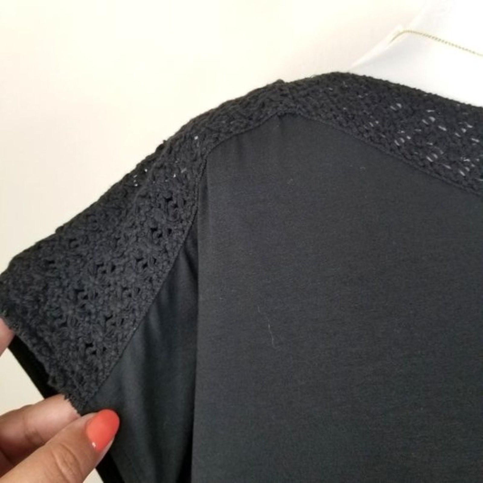 J Jill Black Crochet Boatneck Top S Minimalist Neutral Spring Summer Capsule NEW