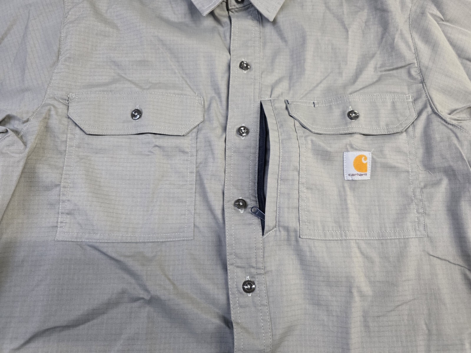 Carhartt Mens Long-Sleeve Button-Down Work Shirt, Gray