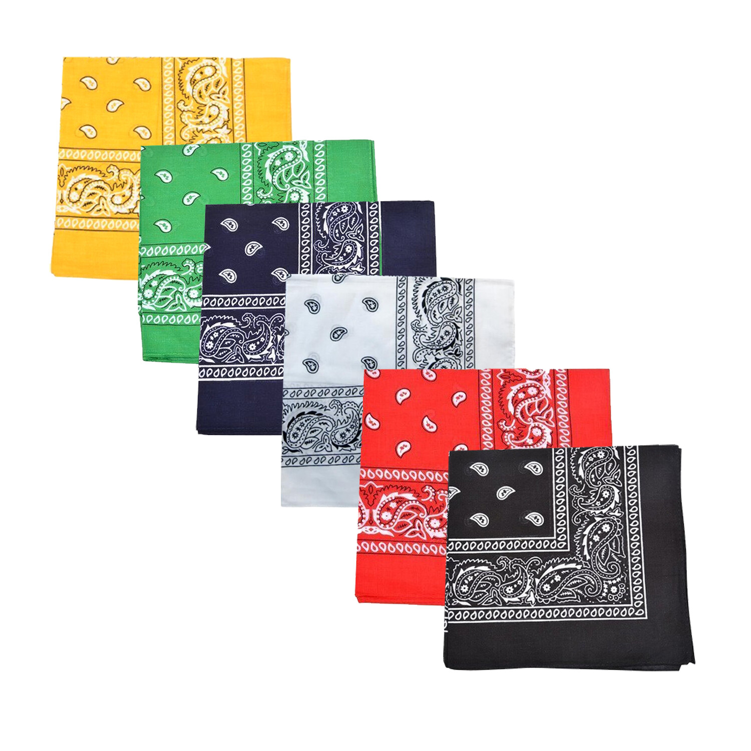 Pack of 5 X-Large Paisley Cotton Printed Bandana – 27 x 27 inches
