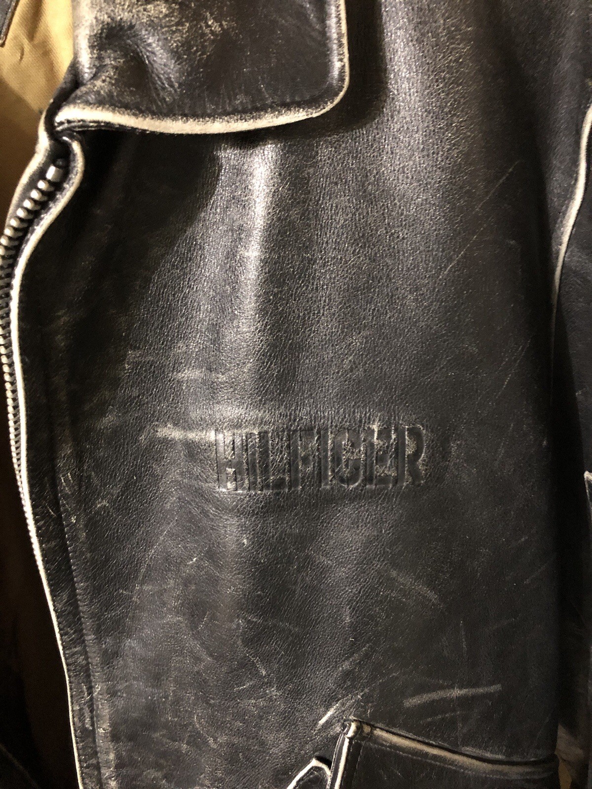 Leather Mens Bomber/motorcycle Jacket Tommy Hilfiger xXL
