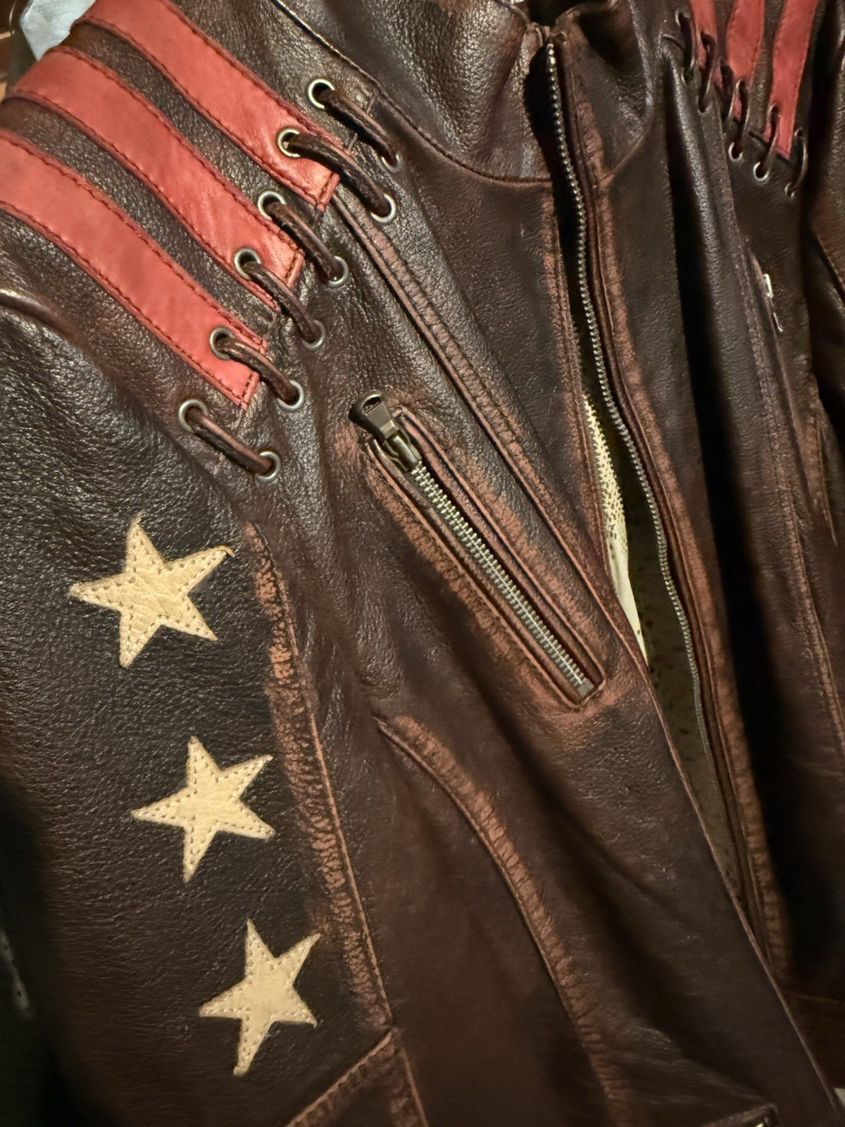 RARE FIND! Bellows Leather XXL Brown Lined Zip Stand-Up Collar Motorcycle Jacket