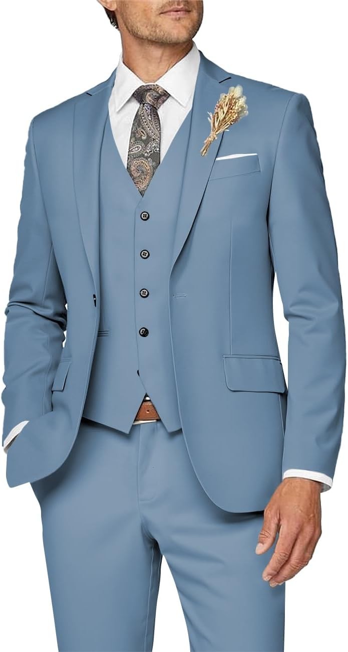 3 Piece Slim Fit Suit for Men Formal Business Wedding Prom Tuxedo Set