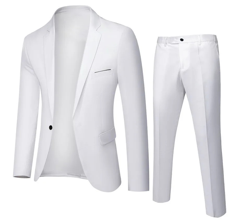 Men’s Korean Version Four Seasons New Fashion Solid Color Single Button Suit
