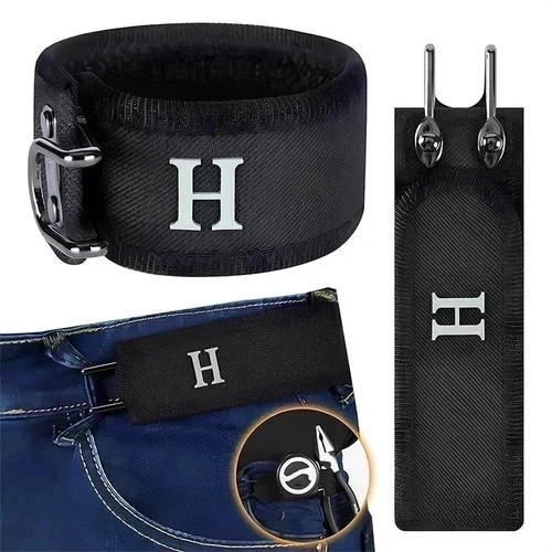 2PCS Tactical Metal Hook Elastic Belt Buckle-Less Invisible Waist Belt Closure