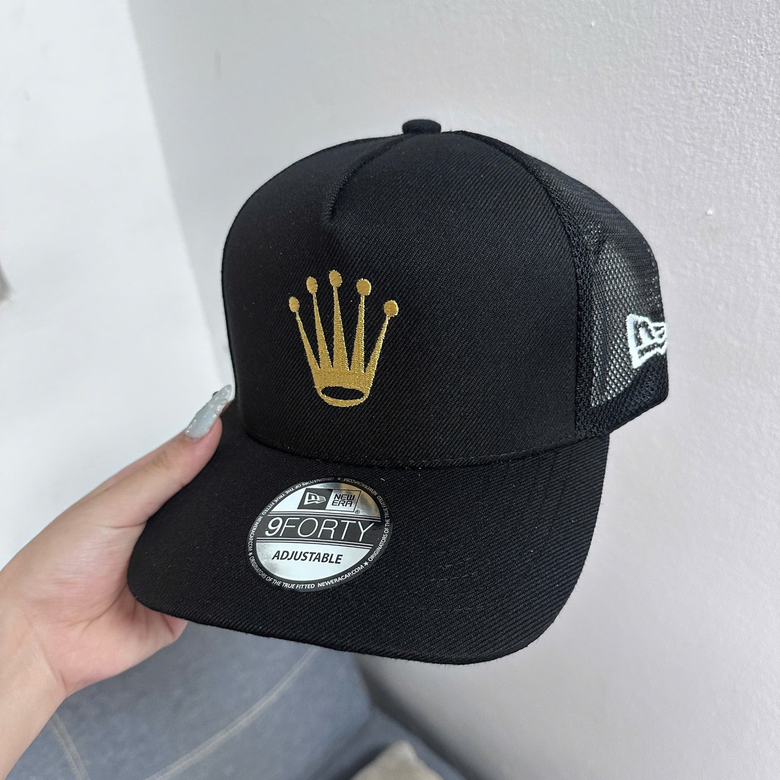 Rolex Gold Crown Trucker Hat Black Mesh Back Adjustable Snapback