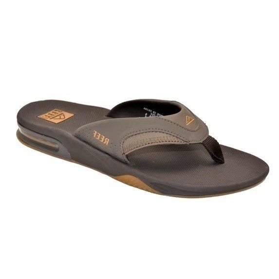 Reef Fanning Mens Flip Flops Olive Brown Bottle Opener Sandals Heel Airbag, 12