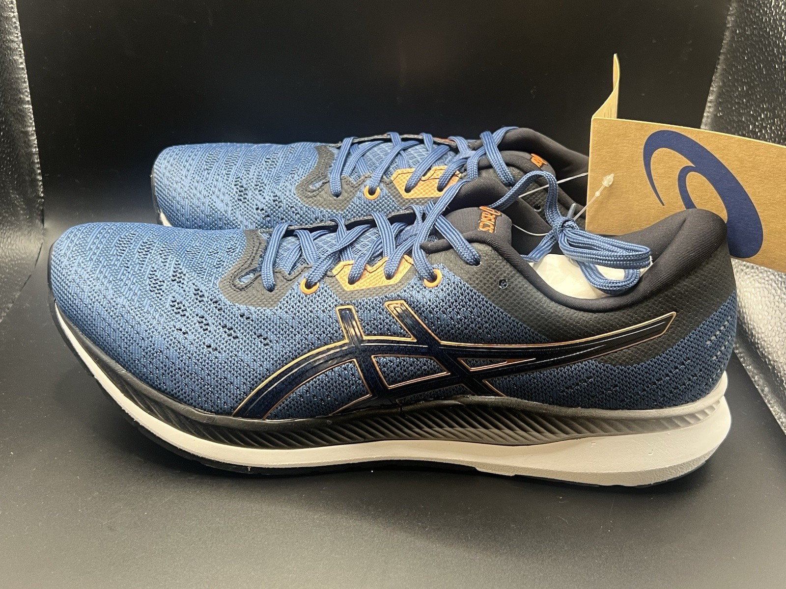 Sz 11 ASICS EzeRide Running Sneakers Low Top Lace Up Blue/Black/Gold
