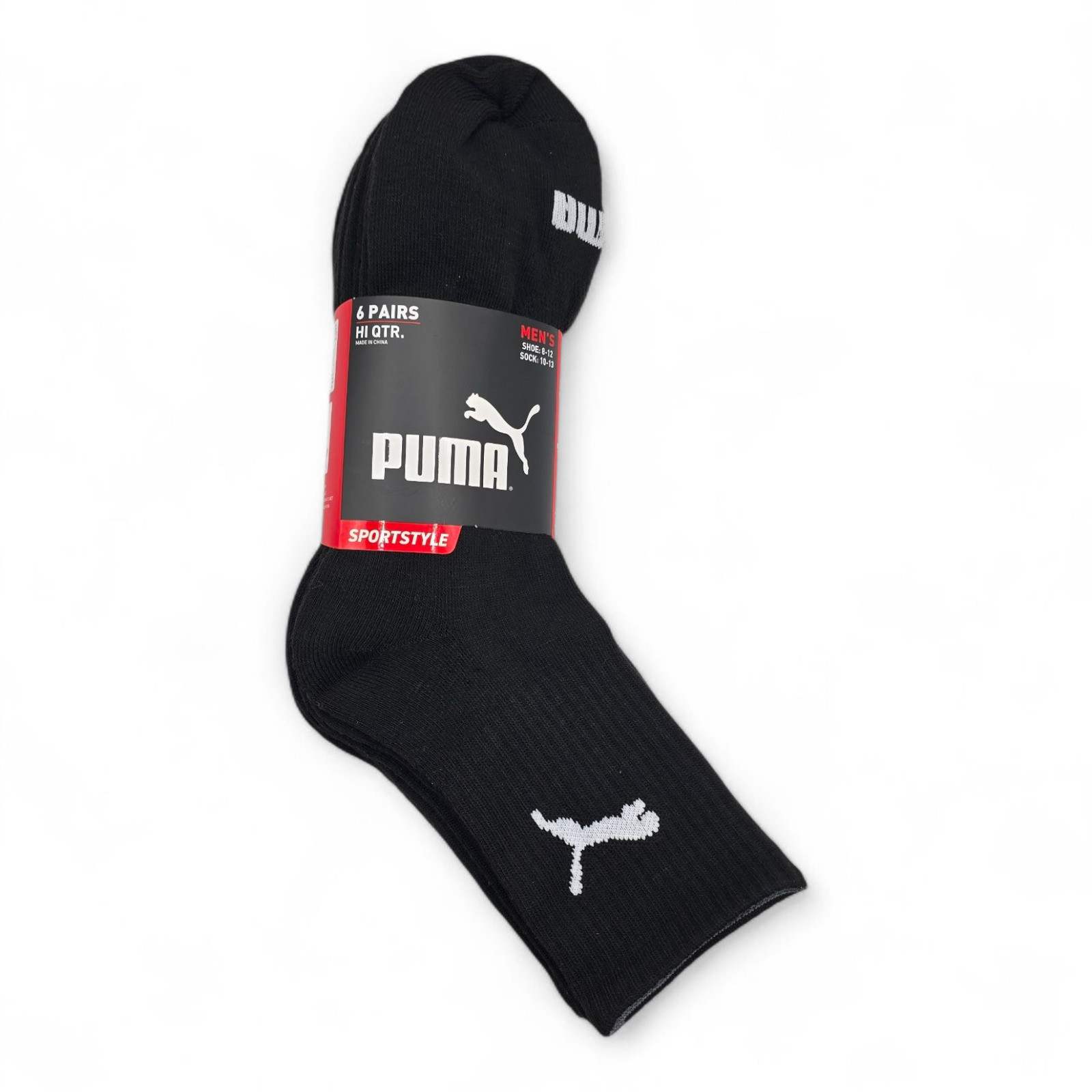 Puma Men’s Quarter High Mid High Athletic Socks 6 Pairs