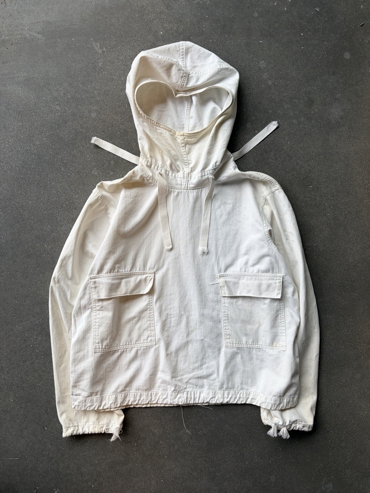 1940s WWII USN US Navy Salvage White Gunner Smock Anorak Jacket