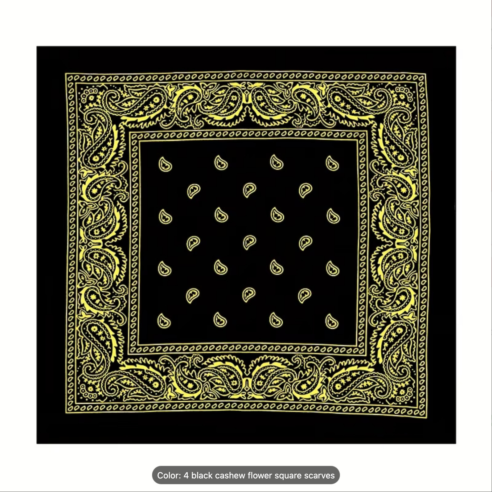 Black Bandana 100% Poly Paisley Print Double-Sided Head Neck Face Mask 21″-22″