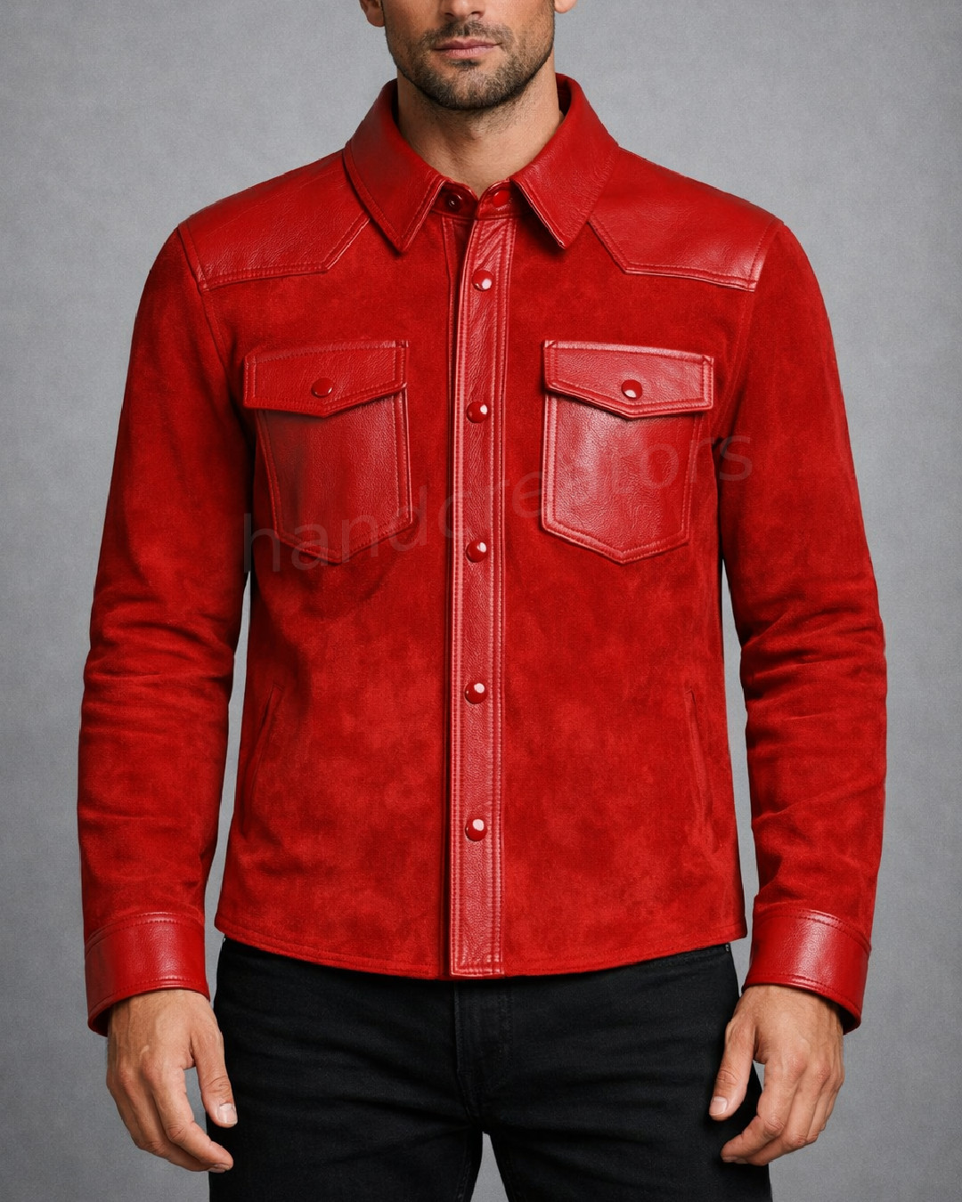 Men’s Brown Suede Body & Leather Design Jacket- Genuine Leather