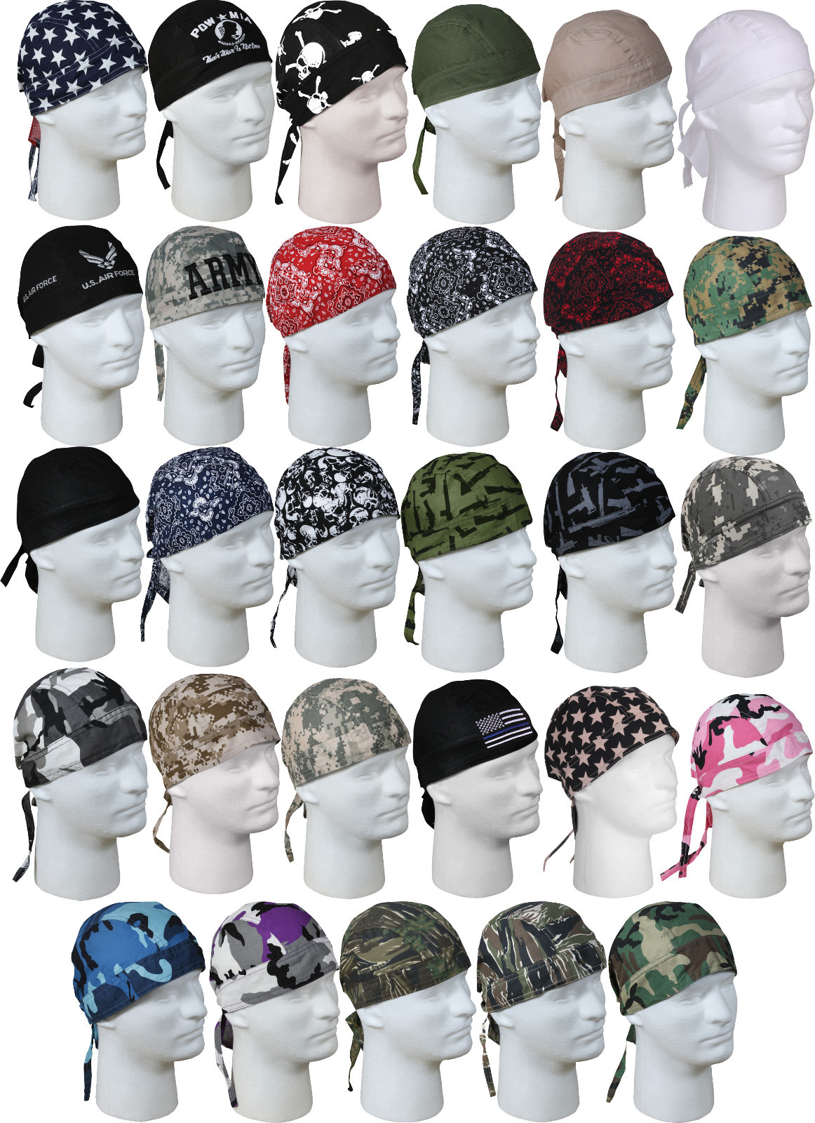 Cotton Biker Headwrap Stylish Do-Rag Bandana Head Wrap Hair Cover with Ties