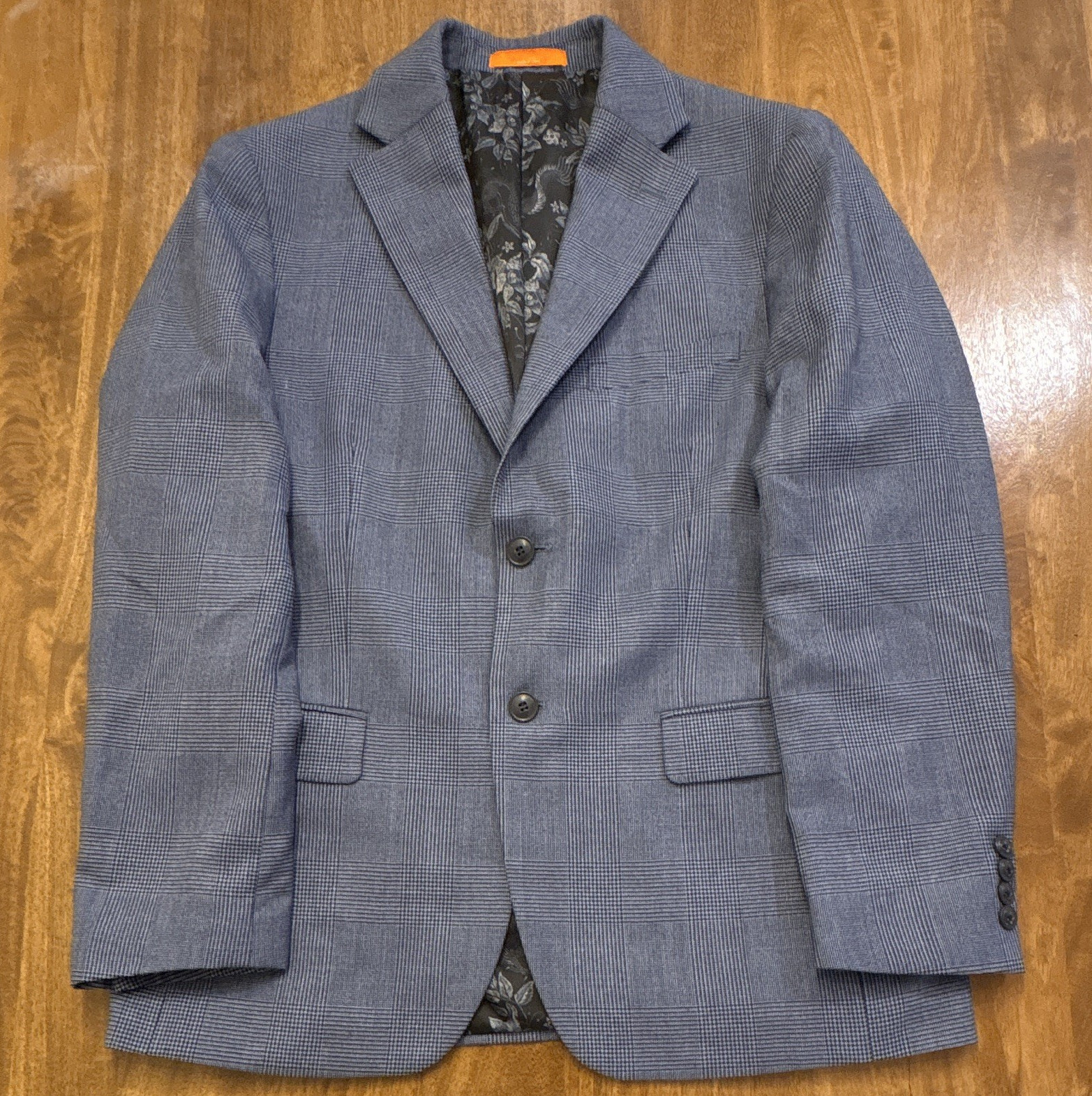 Tallia Men’s Blue Plaid 2-Piece Flat Front Notch Lapel Sizes In Pictures