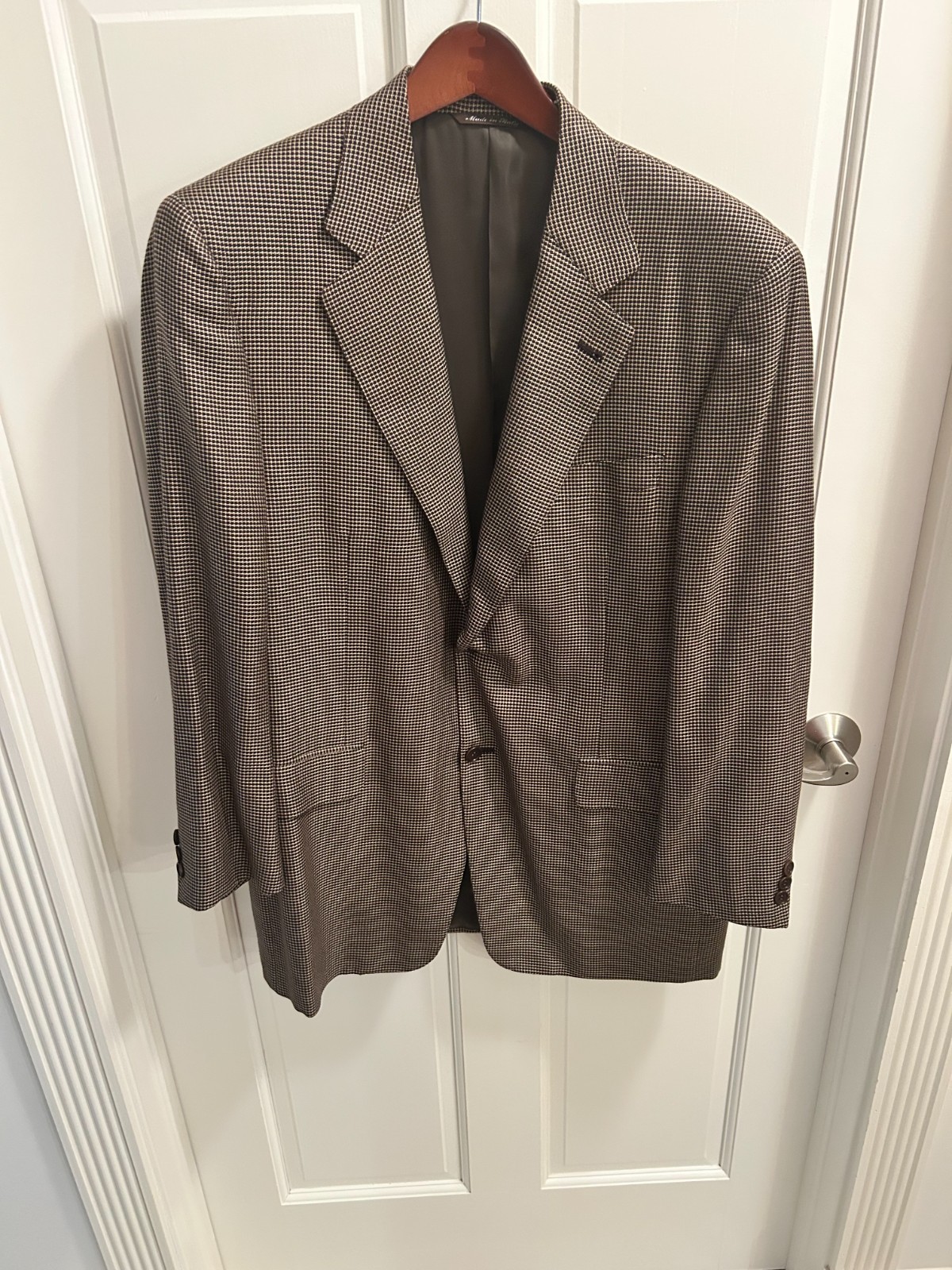 Men’s Canali 2 Button Sports Coat Size 40R in Brown Hounds Tooth