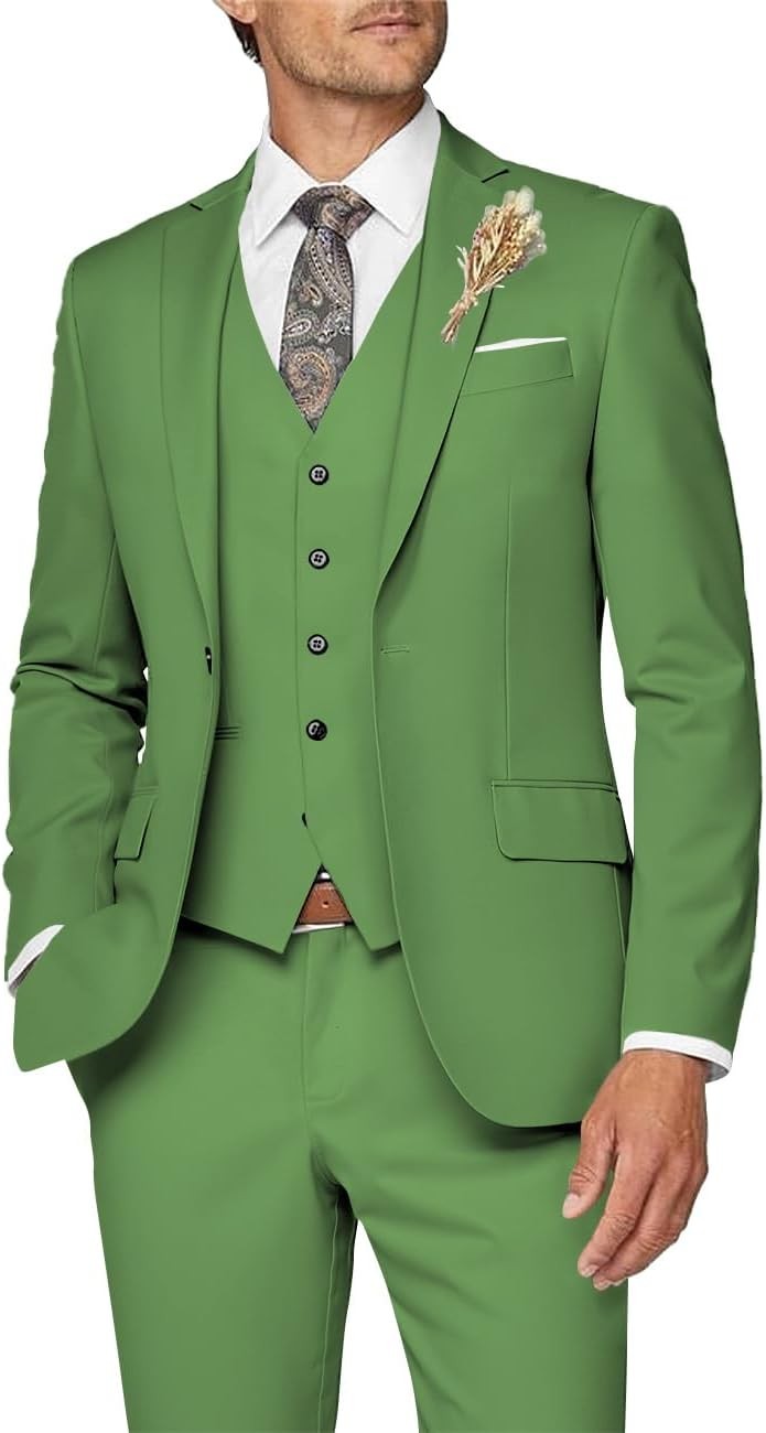 3 Piece Slim Fit Suit for Men Formal Business Wedding Prom Tuxedo Set