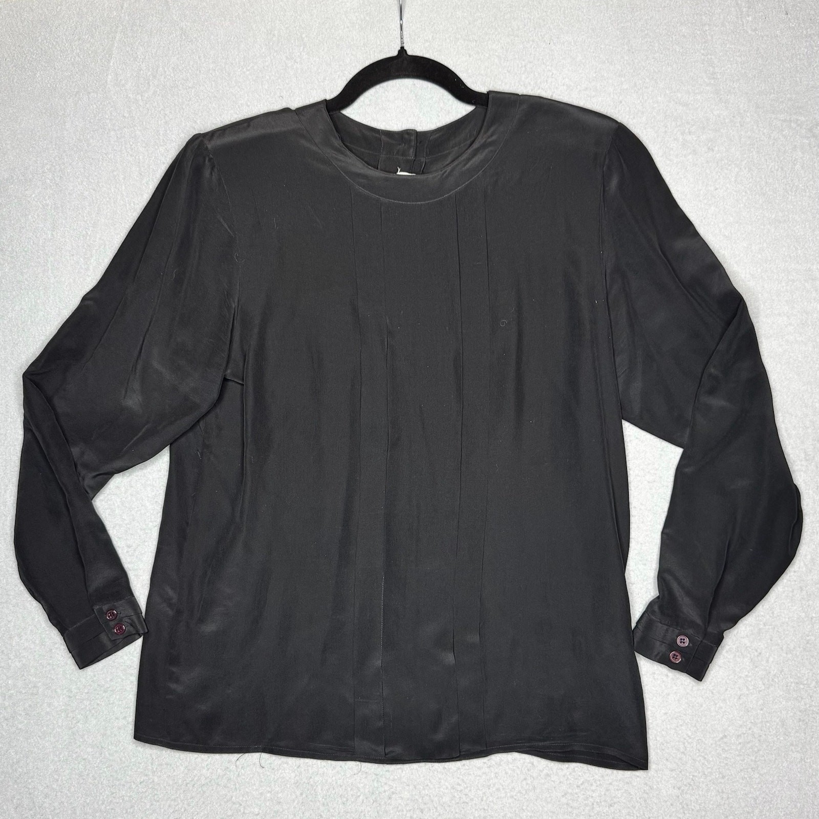 Vintage 100% Silk Pleated 80’s Style Blouse Button Down Back Old Money – Sz 8