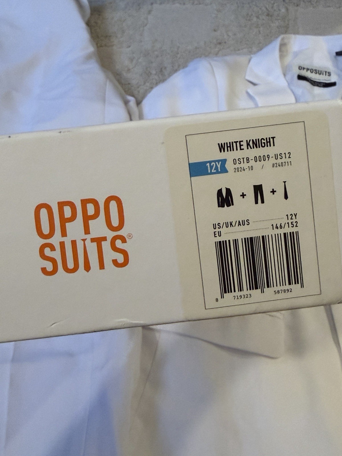 OppoSuits White Knight 3-Piece White Slim Fit Suit Teens Size 12Y OSTB-0009