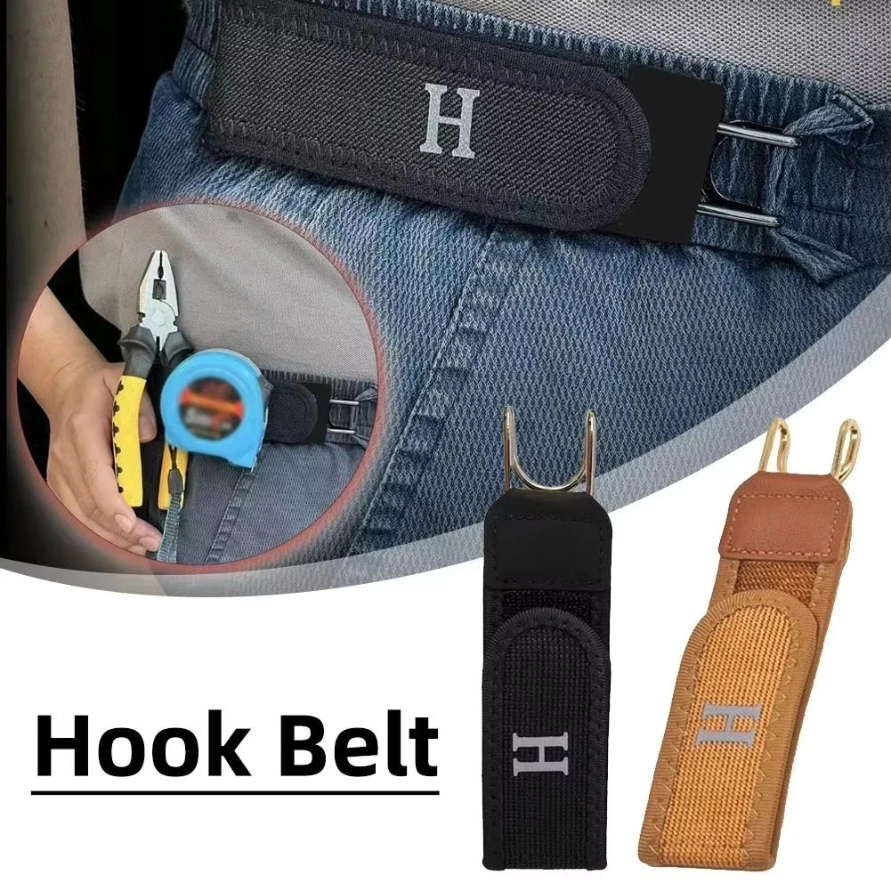 2PCS Tactical Metal Hook Elastic Belt Buckle-Less Invisible Waist Belt Closure