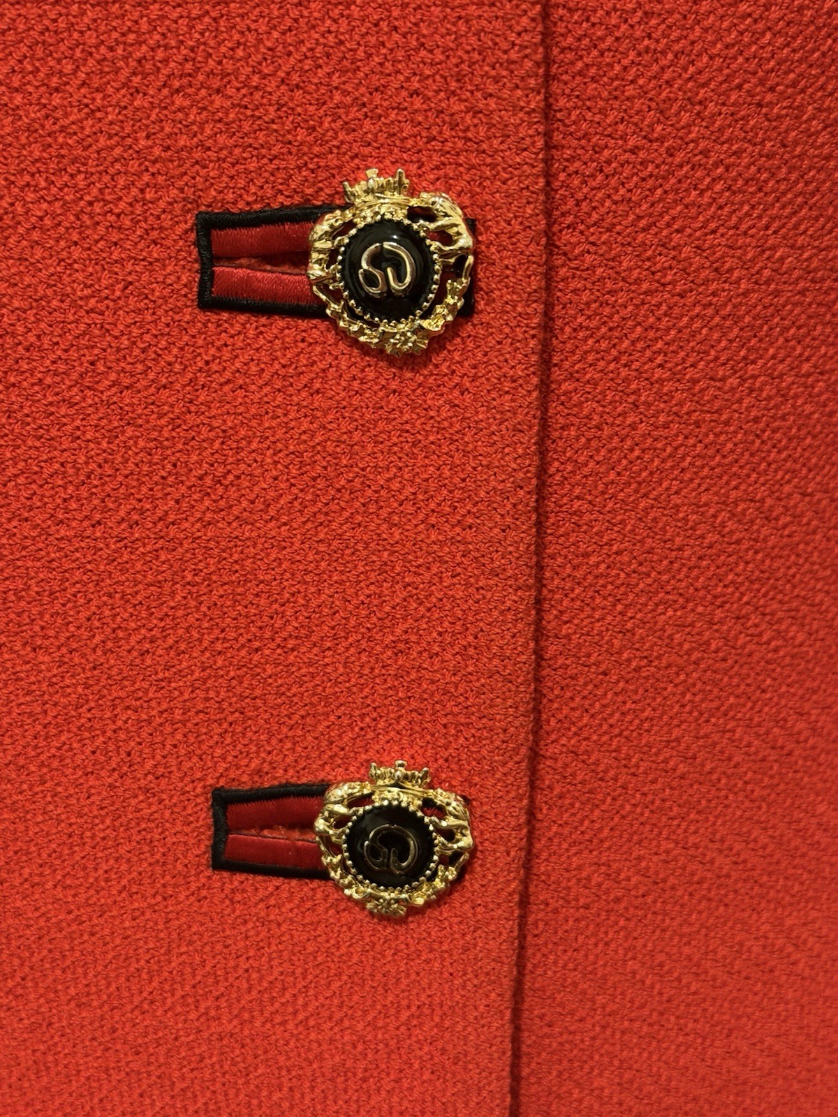 St. John Collection Women’s 2pc Knit Skirt Suit Red / Orange sz-12