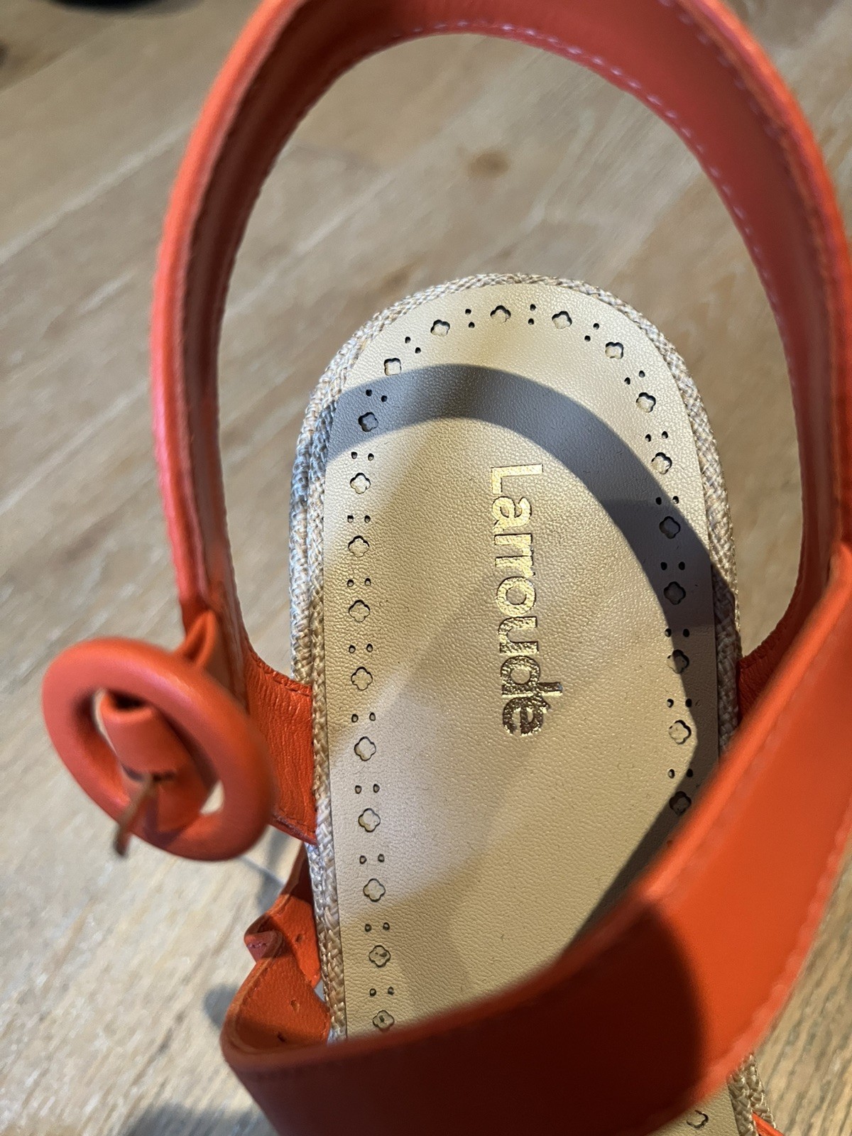 LARROUDE Magnolia Wedge Leather In orange Leather Color Beige Size 9