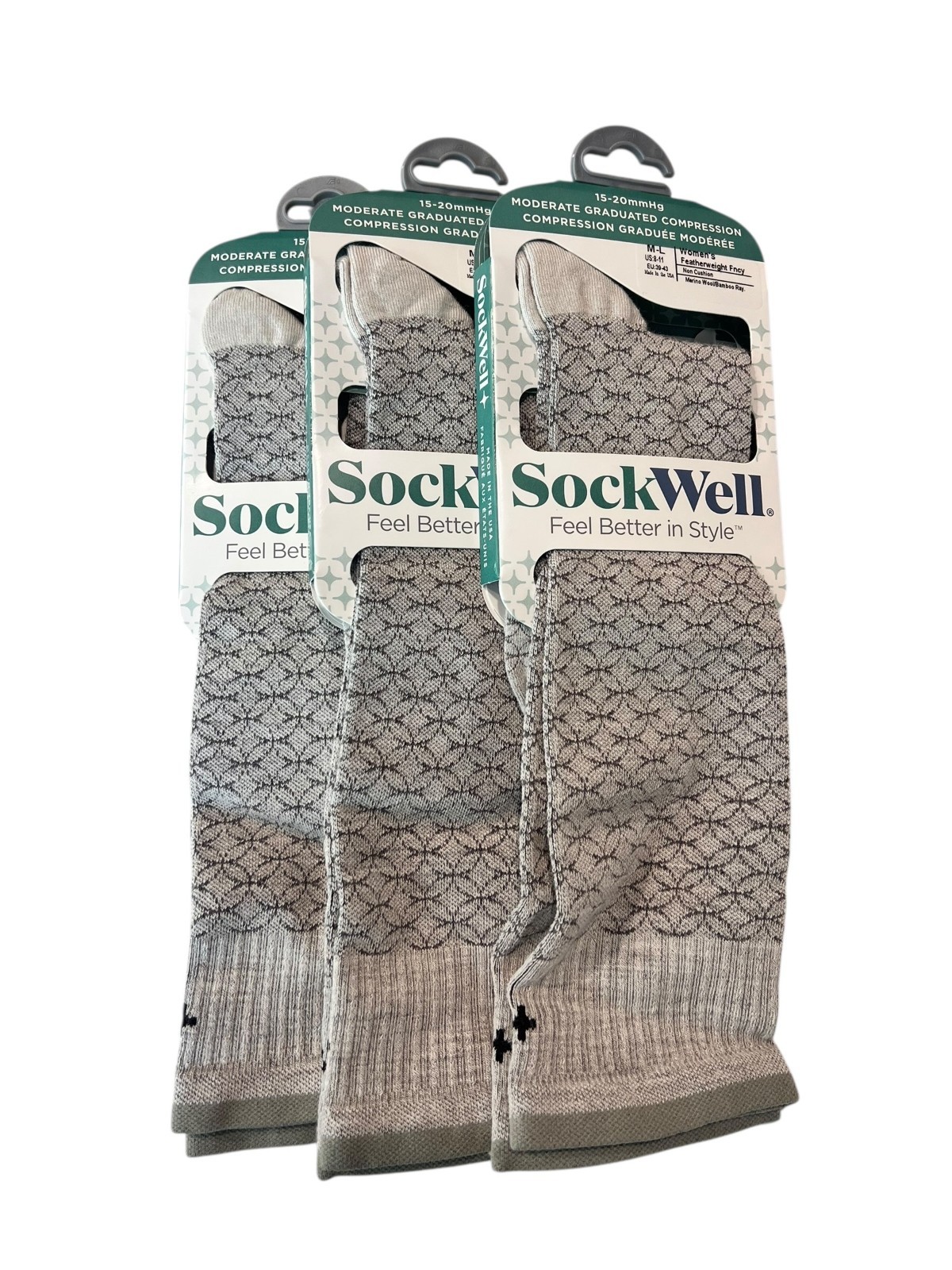 Sockwell Women’s Featherweight Fancy Graduated Compression Socks S-M 3 PK.