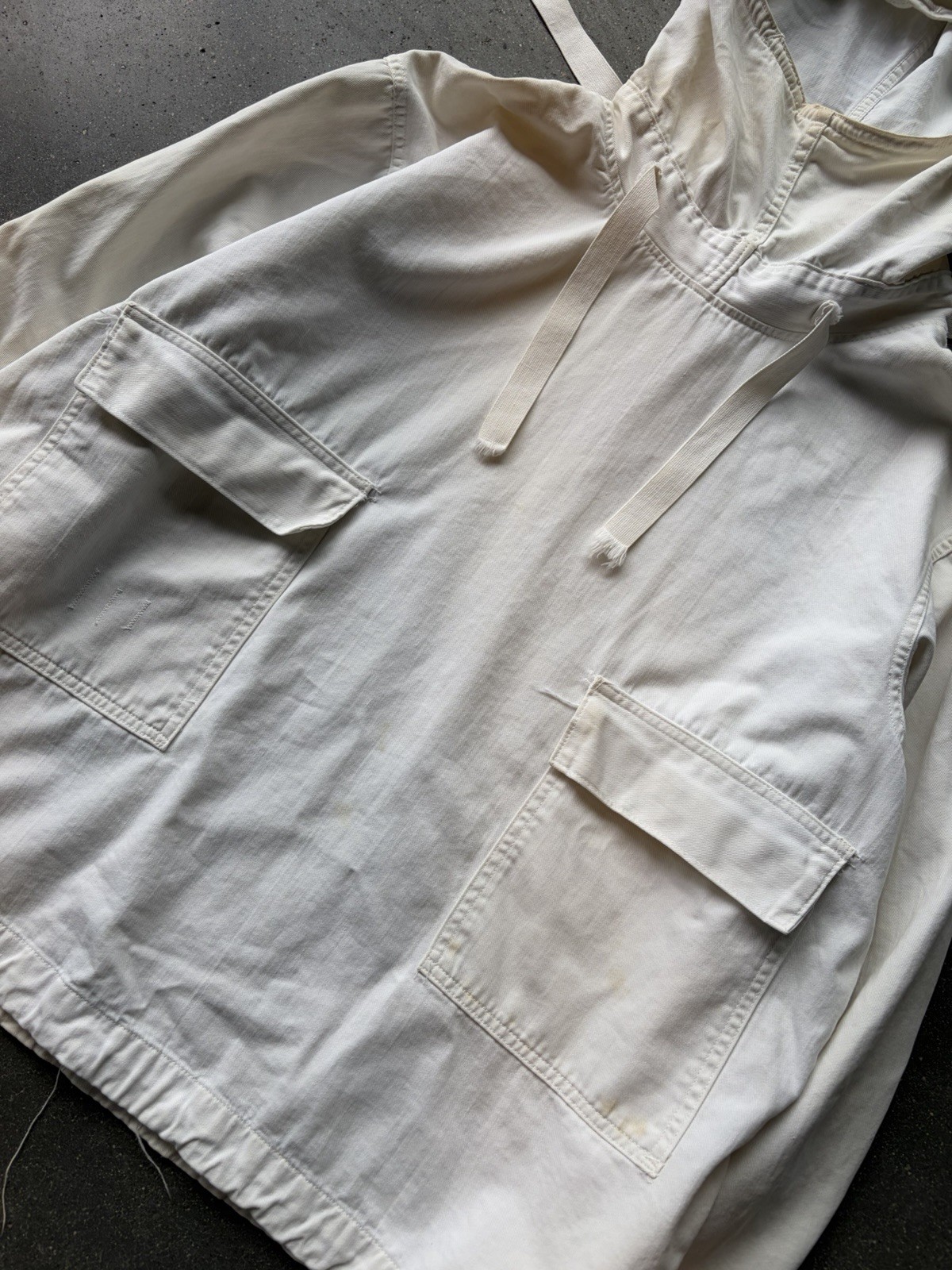 1940s WWII USN US Navy Salvage White Gunner Smock Anorak Jacket
