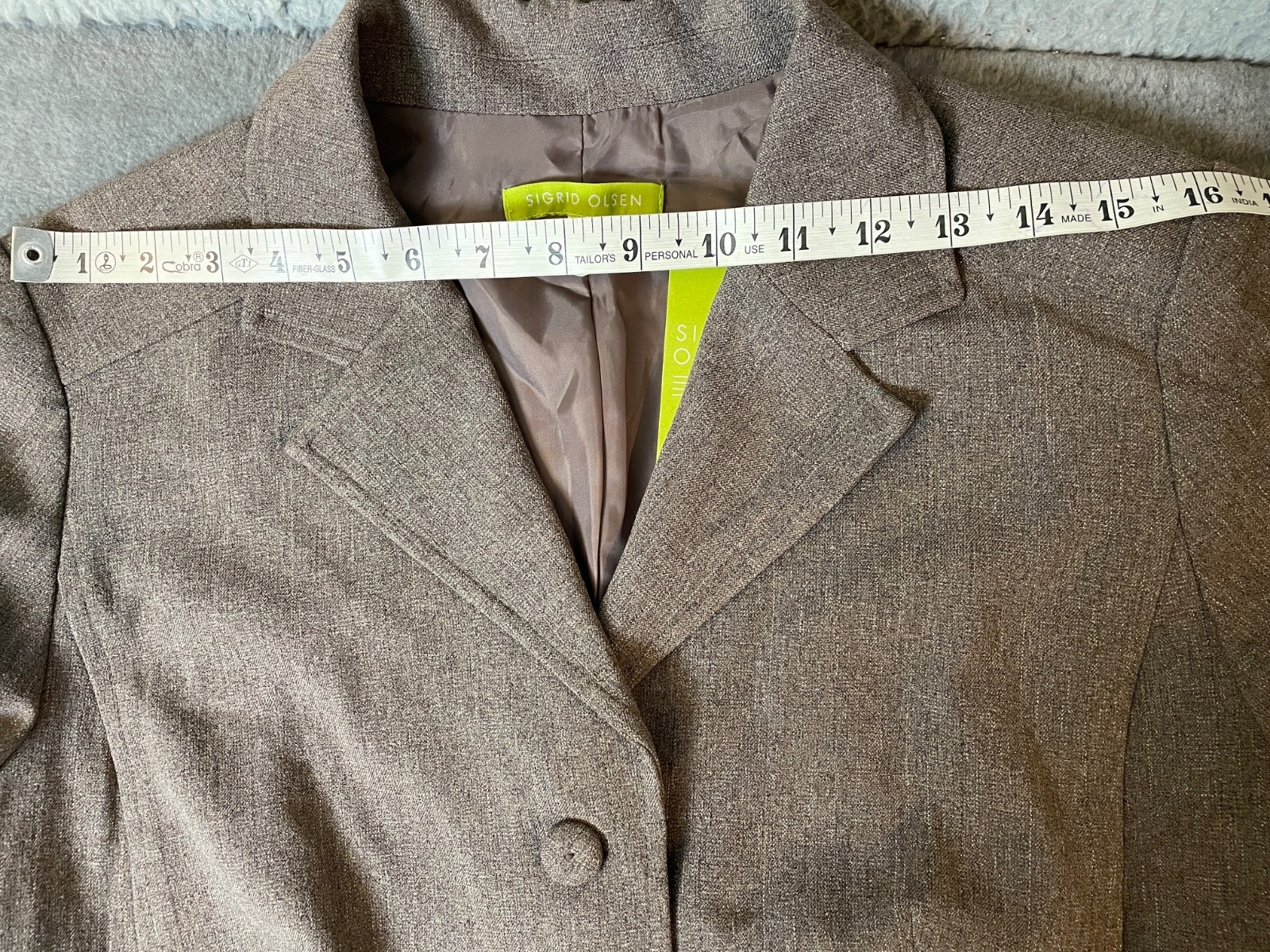 Sigrid Olsen Jacket Skirt Suit Womens 12 Brown Single Breasted Capsule Wardrobe