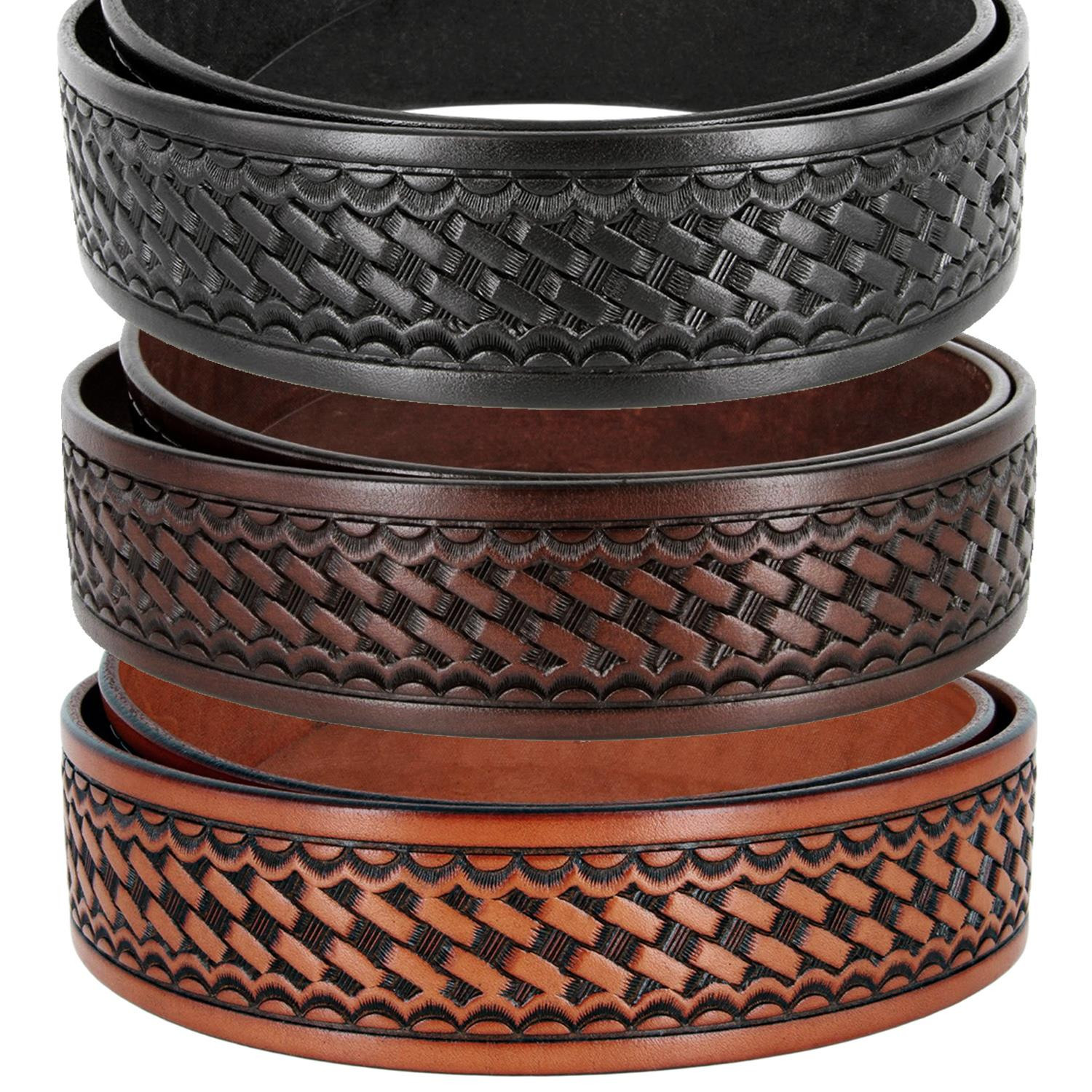 Men’s Basketweave Genuine One Piece Leather Utility Uniform Work Belt 1.75 Inch