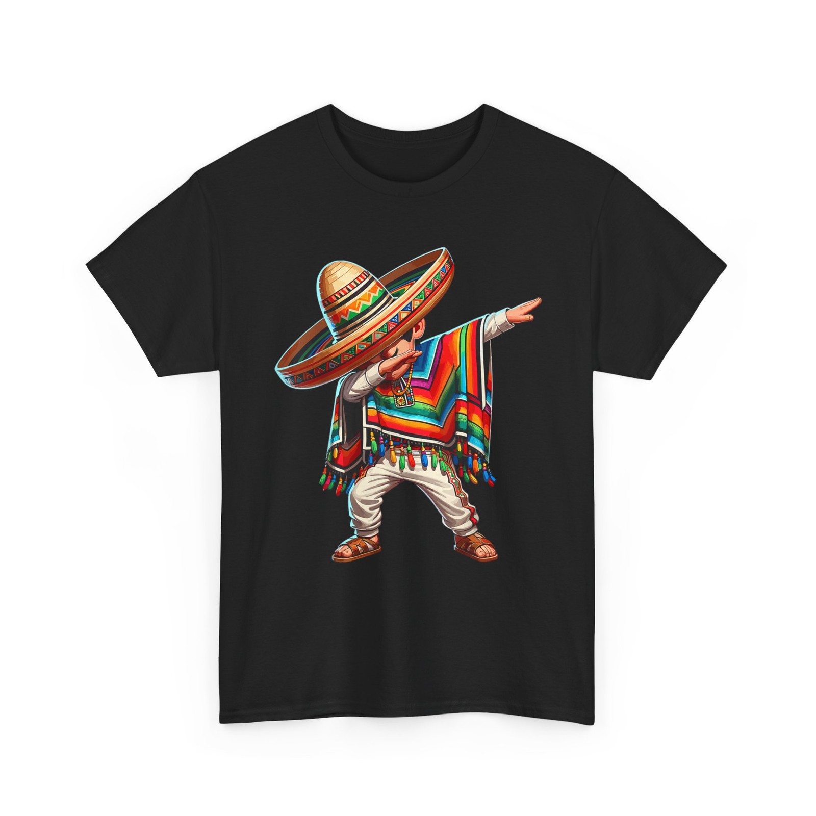 Mexican Boy Dabbing in Poncho Cinco de Mayo T-Shirt for Men and Women