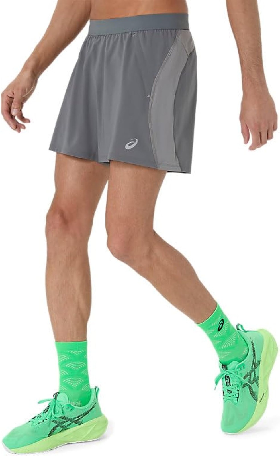 ASICS Men’s Road 5IN Short Running Apparel, L, Clay Grey/Steel Grey/Illuminate G