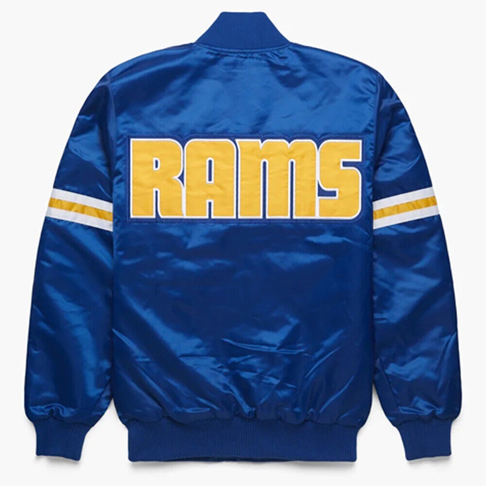 Los Angeles Rams Blue Satin Baseball Jacket Varsity Jacket All Sizes Available