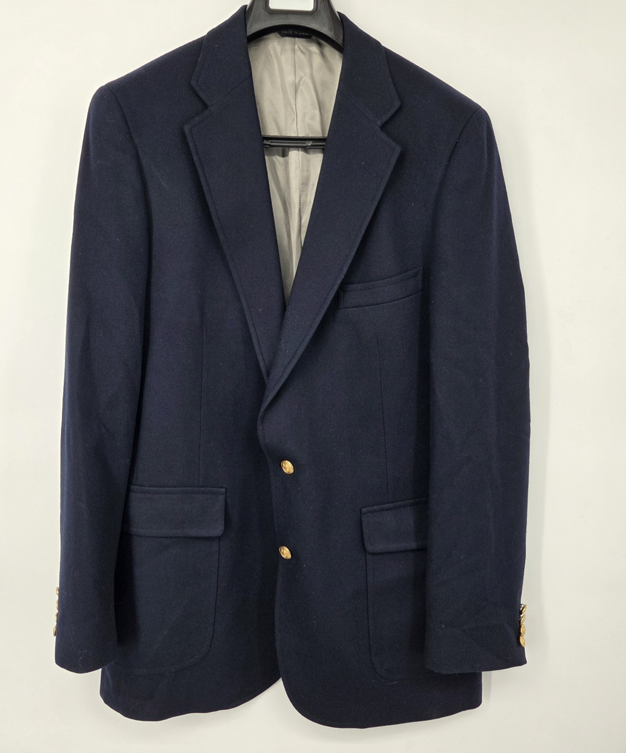 Vintage Chaps Ralph Lauren Blazer Mens Gold Button USA Navy Blue 100% Wool 46?