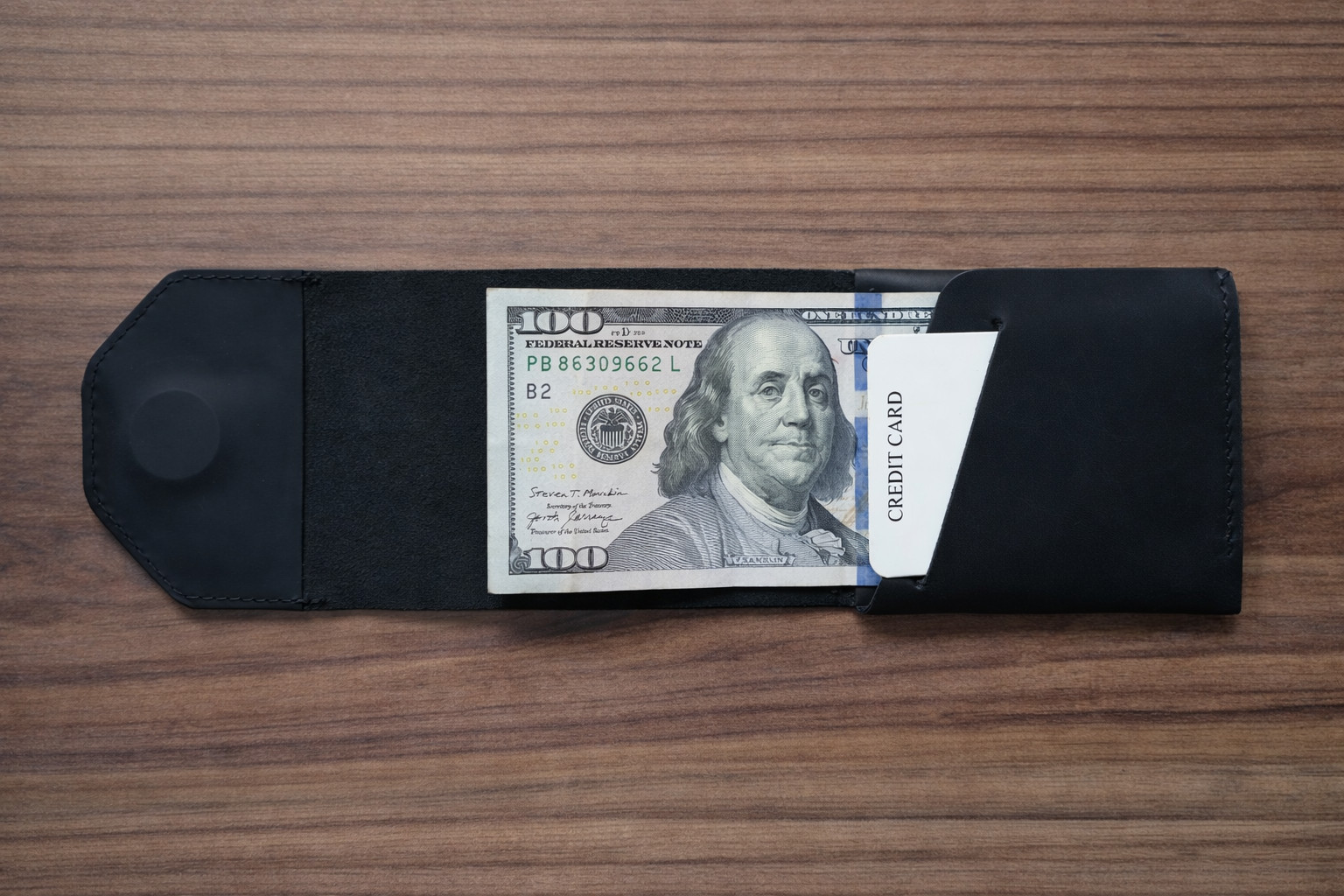 Leather Cash Wallet for Men, Slim Front Pocket Card Holder, Handmade Minimalist