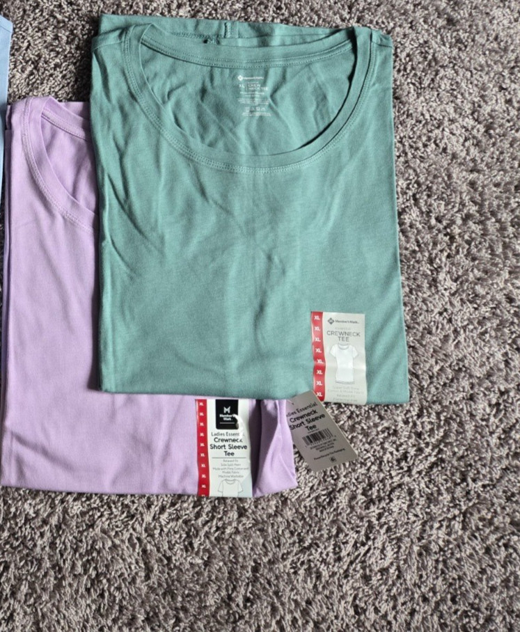 Women’s Ladies Essential Solid Tee Shirt Short Sleeve Crew Neck Casual Top NWT