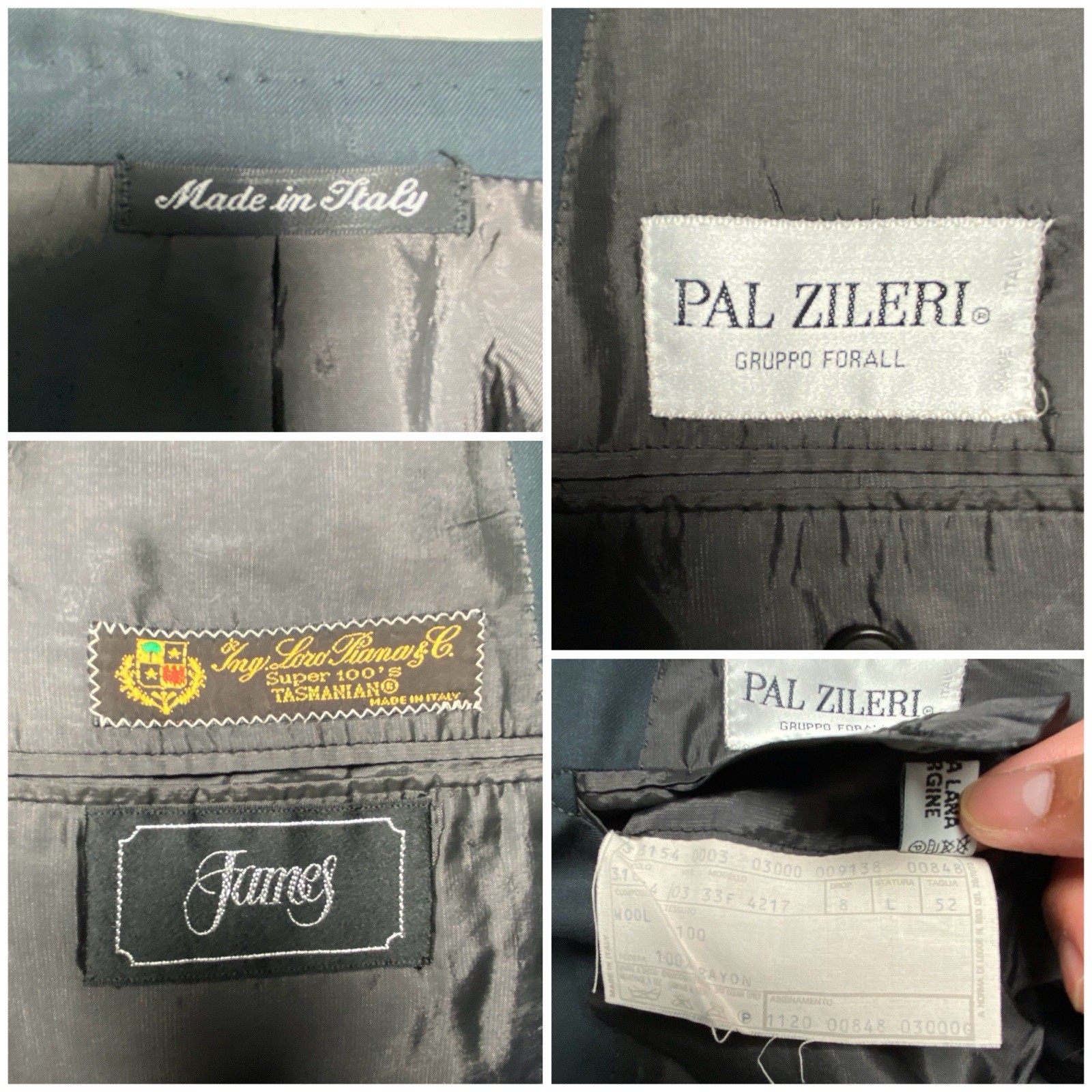 90s Pal Zileri Loro Piana Suit 2 Piece 42L (36×33 Cuffed) 2B0V Triple Pleated