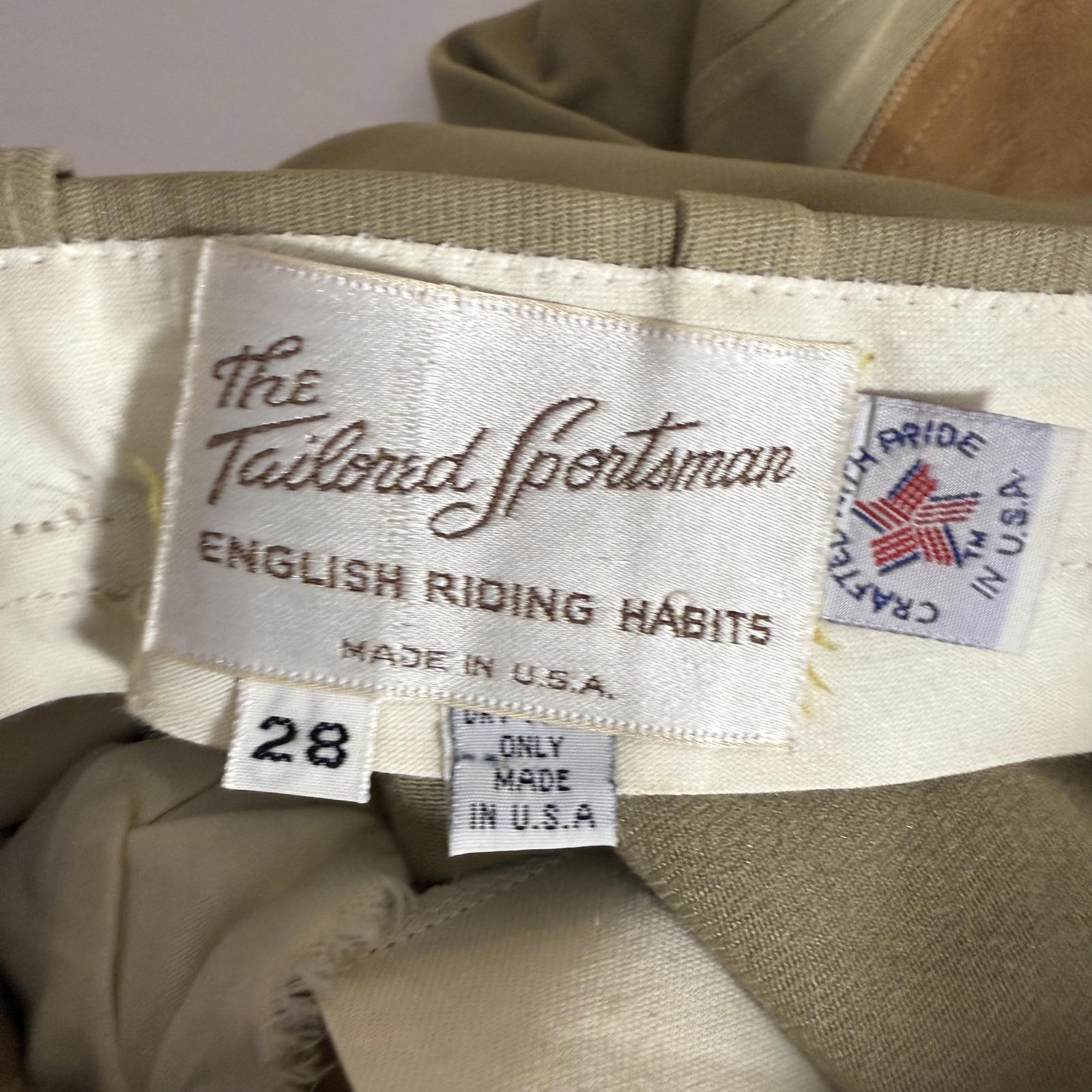 TAILORED SPORTSMAN English Riding Habits pants SZ 28 Made in USA. Equestrian