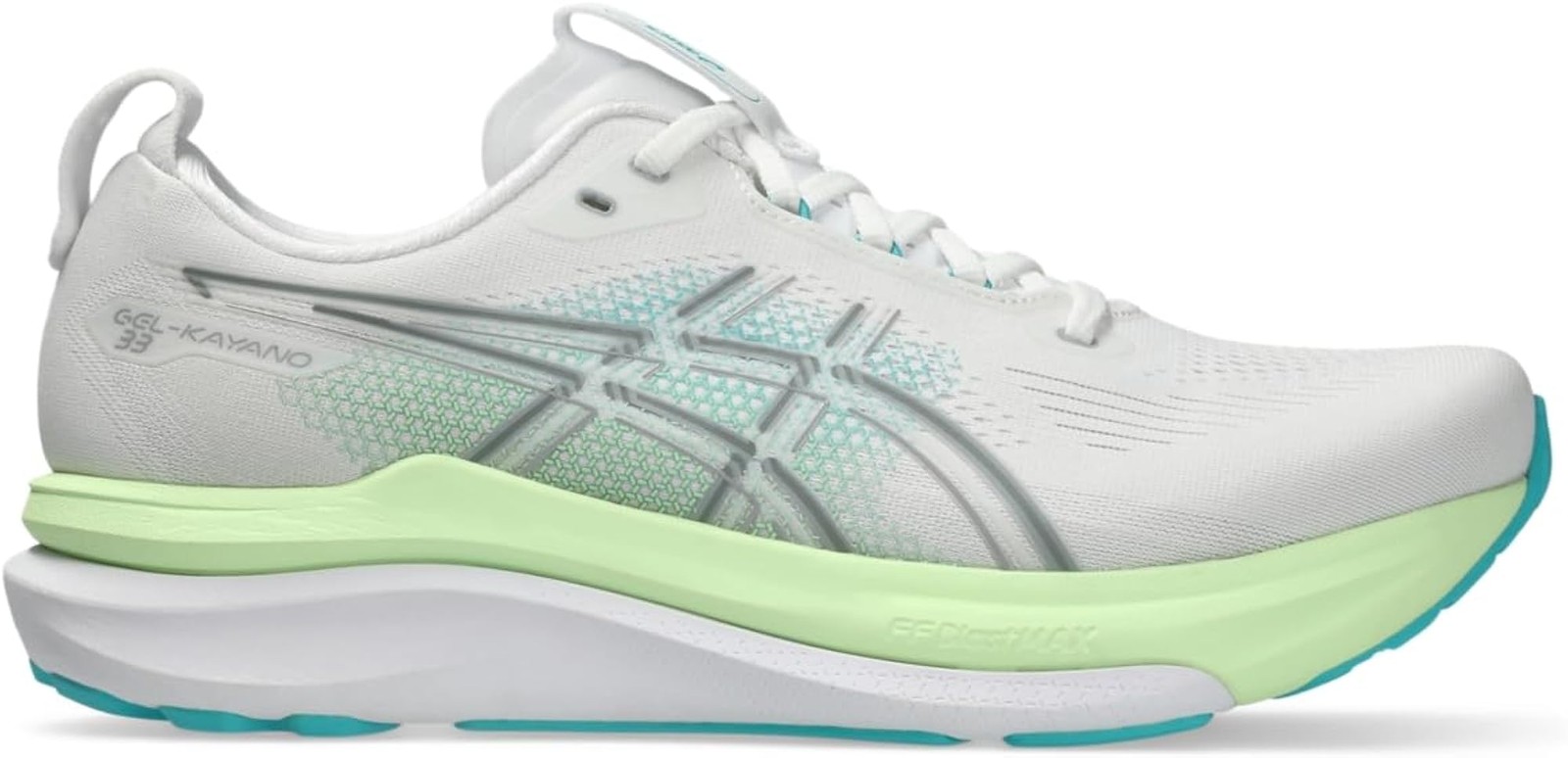 ASICS, Men’s, Gel-Kayano 33, White/Energy Aqua, 14, Wide – White/Energy Aqua – 1