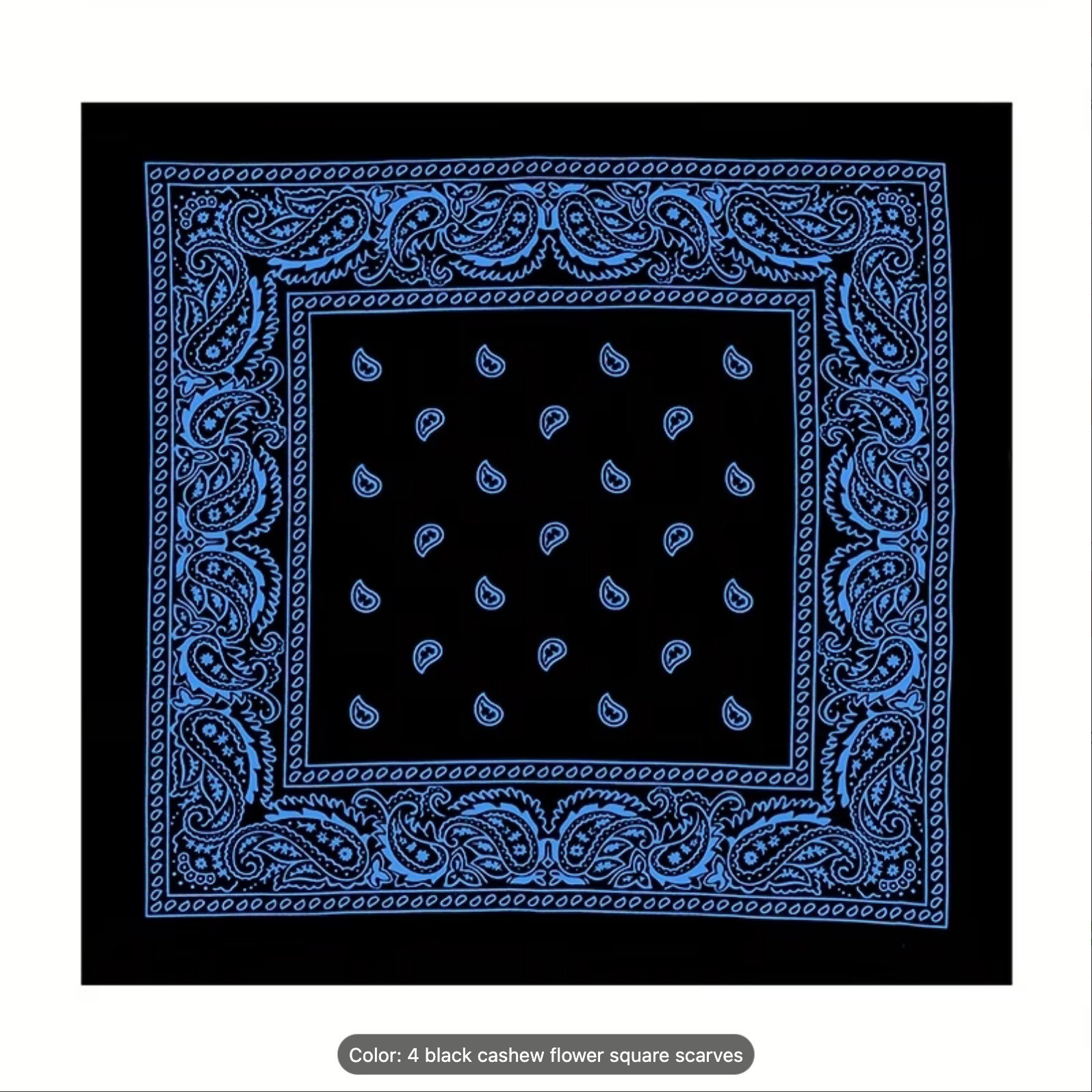 Black Bandana 100% Poly Paisley Print Double-Sided Head Neck Face Mask 21″-22″