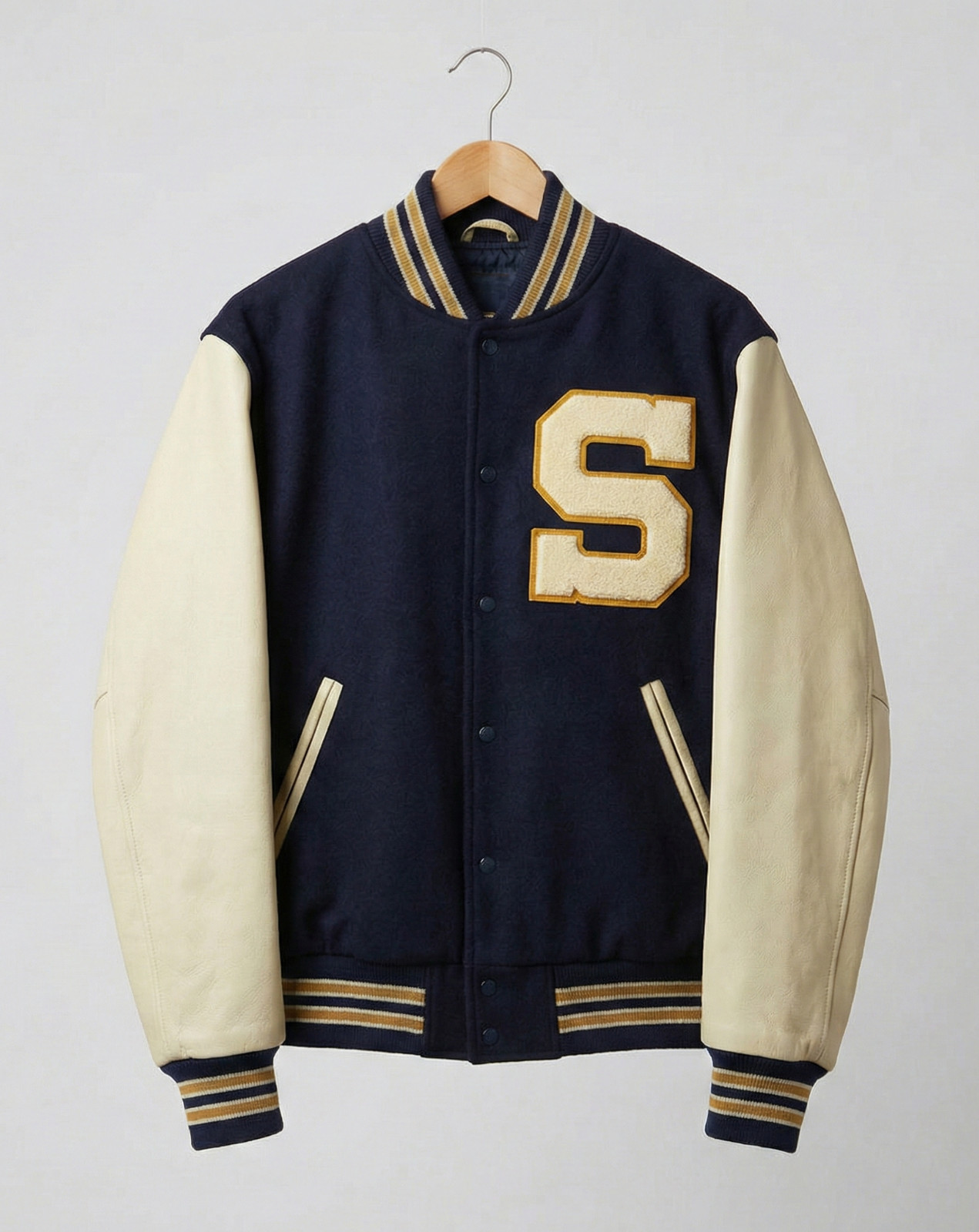 Mens Letterman Varsity Jacket Wool Leather Baseball College Jacket