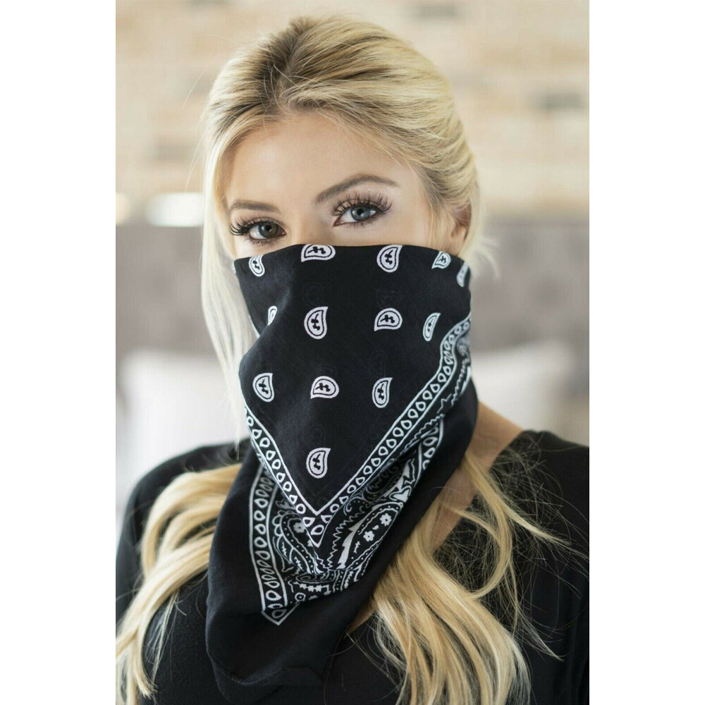 1-3Pcs Bandana 100 Cotton Paisley Print Double-Sided Scarf Head Neck Face Mask