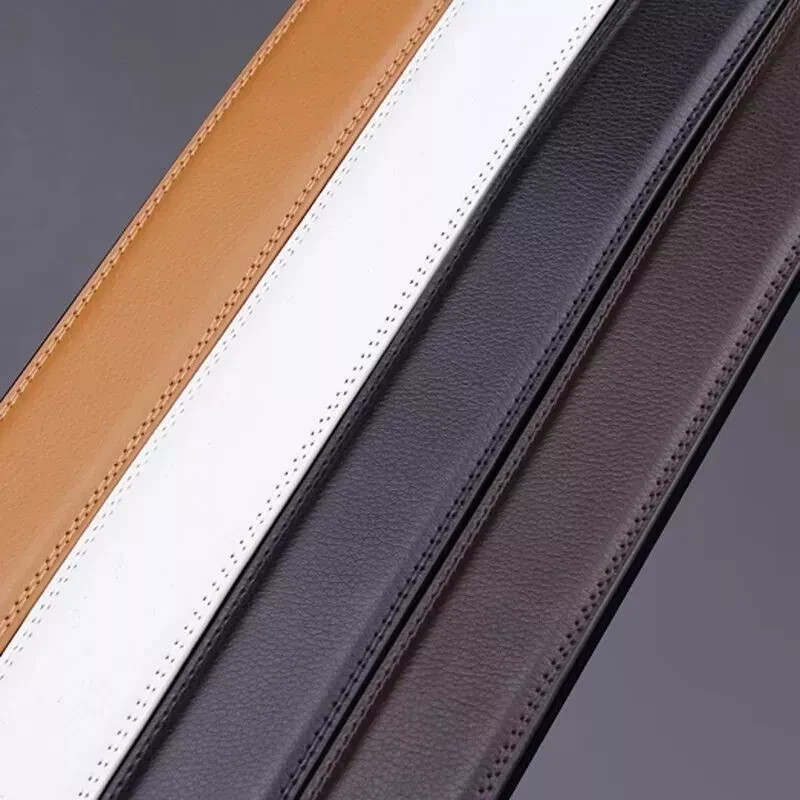 Genuine Real Leather Mens Ratchet Belt Belts For Men Adjustable Automatic Buckle