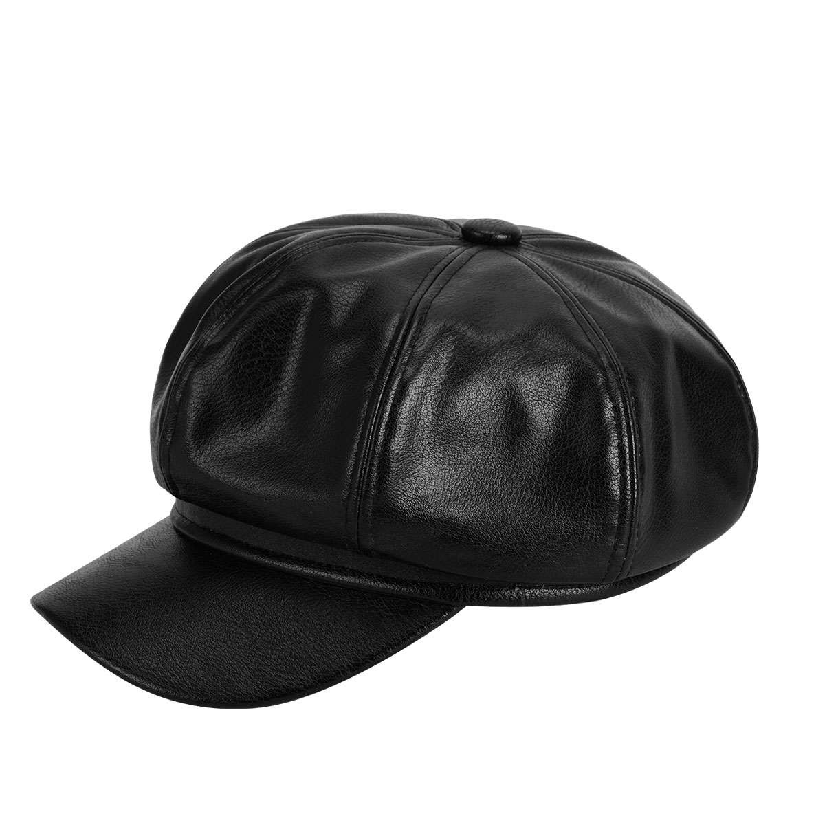 Fashion Women Men PU Leather Baker Boy Peaked Cap Newsboy Hat Visor Cap Hats NEW