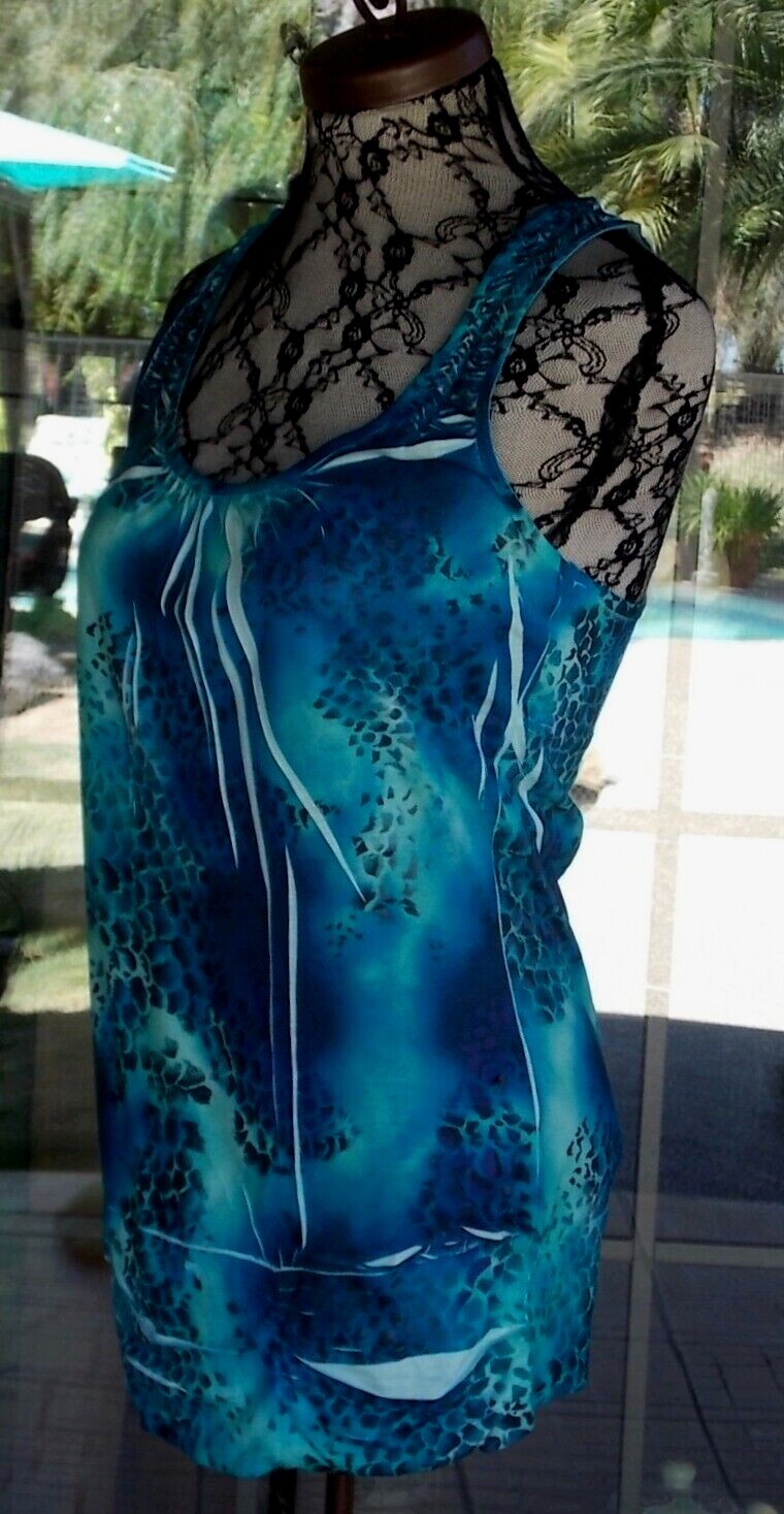 Sleeveless Animal Print Racer Back Banded Ruched Bottom Shirt Sz. XL Juniors