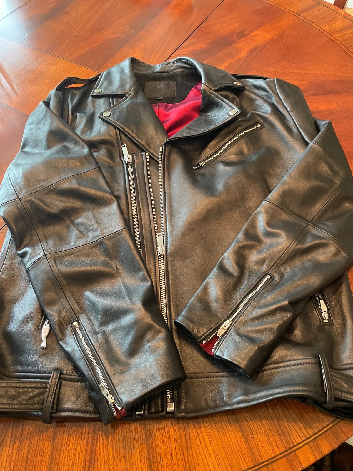 motorcycle jackets for men leather XL Cadogen tissue paper still on zippers