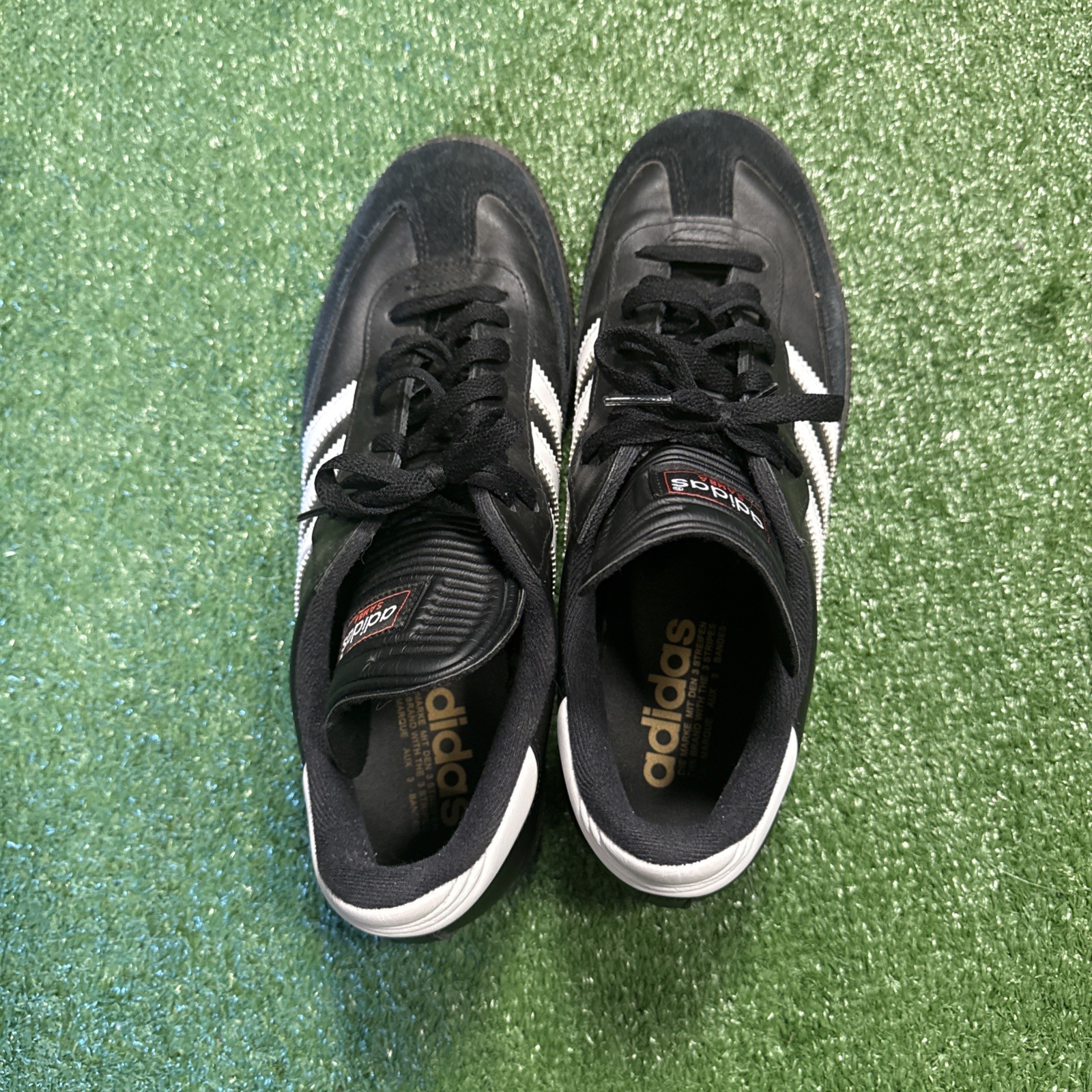 Adidas Samba Shoes Mens Size 10.5 Black Leather Indoor Soccer Sneakers 034563