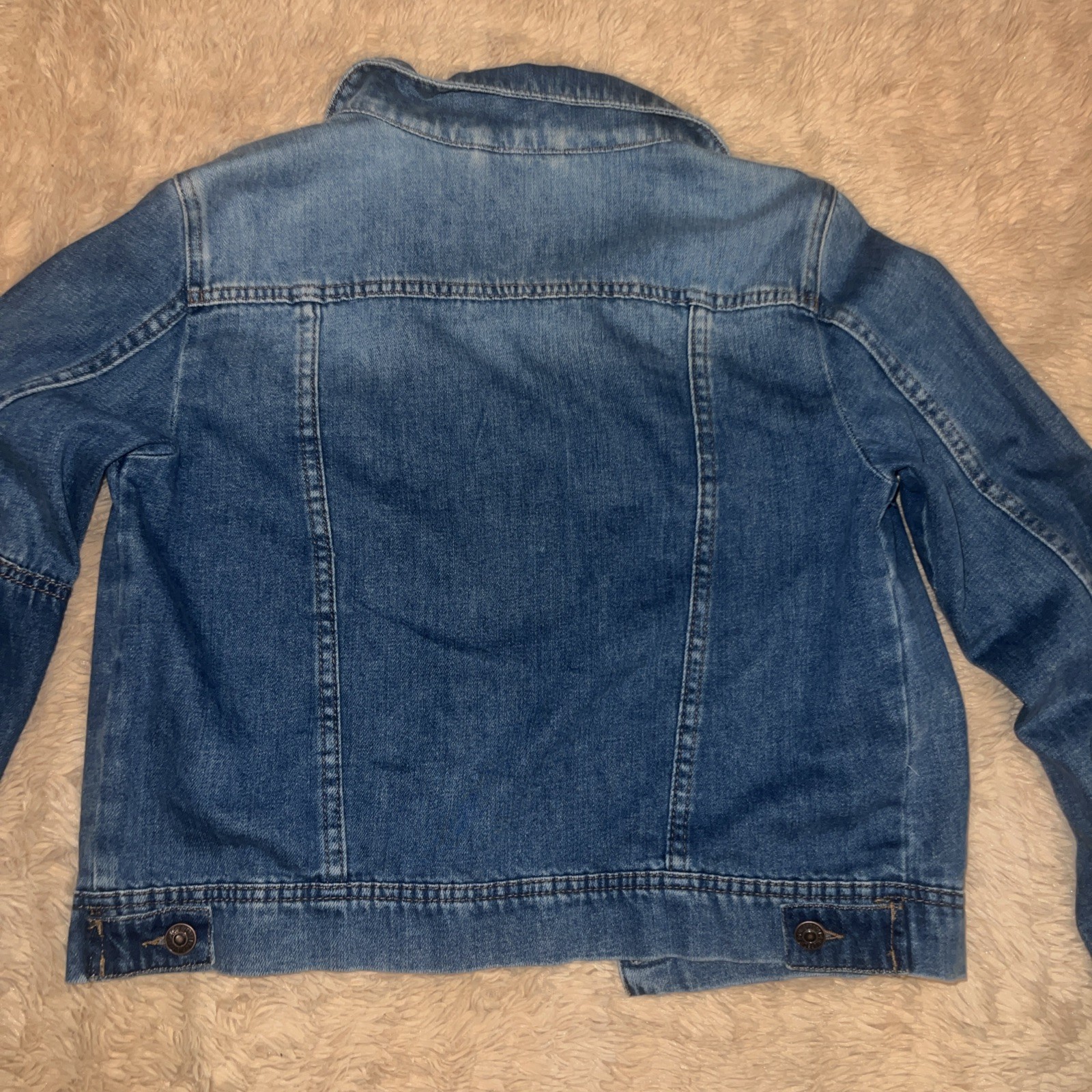 Free People Denim Jacket Womens Small Blue Button Front Cropped Jean